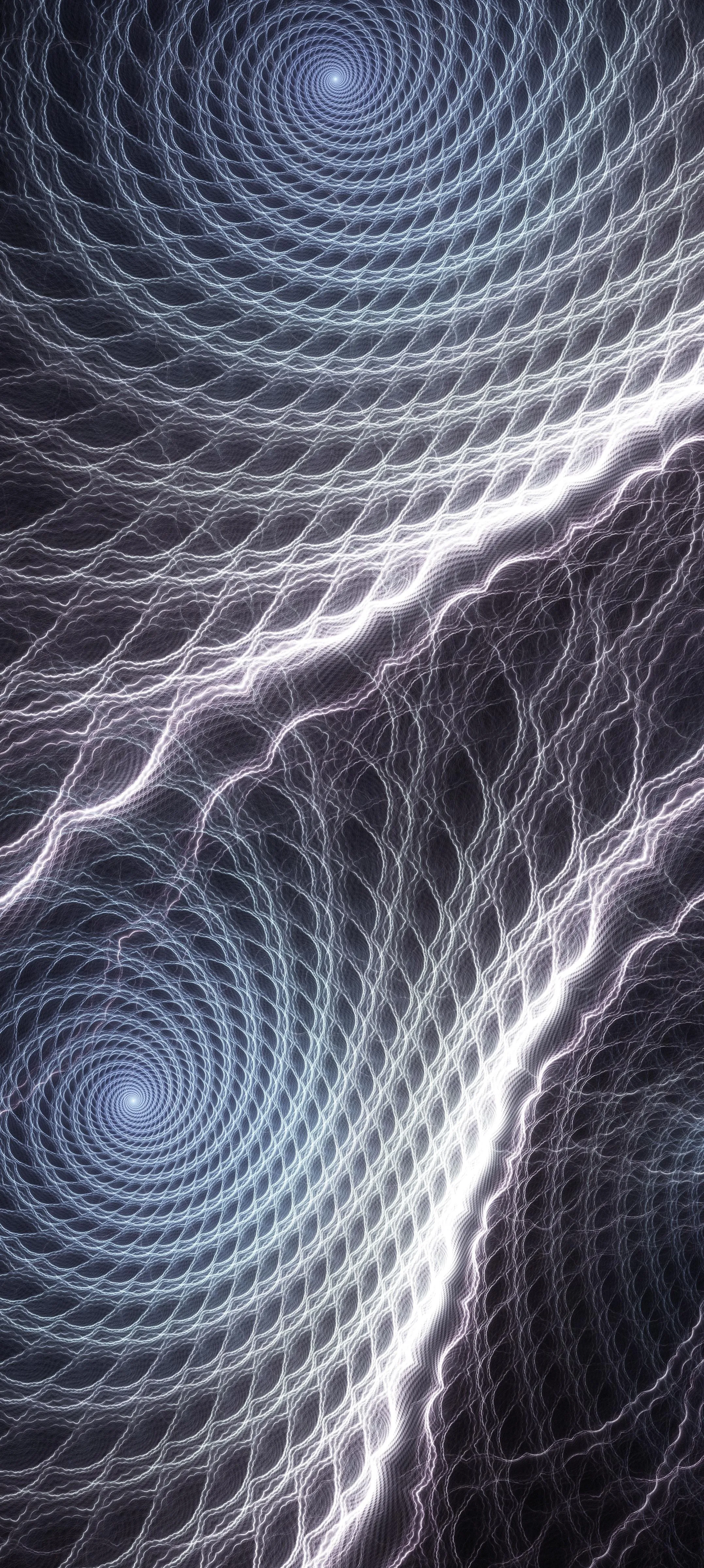 Futuristic Pattern of Spirals in Blue and White Colors
