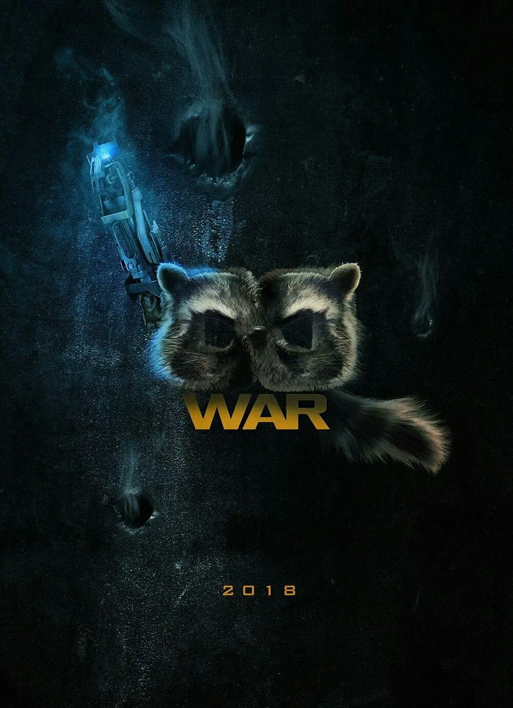 Futuristic Raccoon Warrior Facing Conflict in Dark War