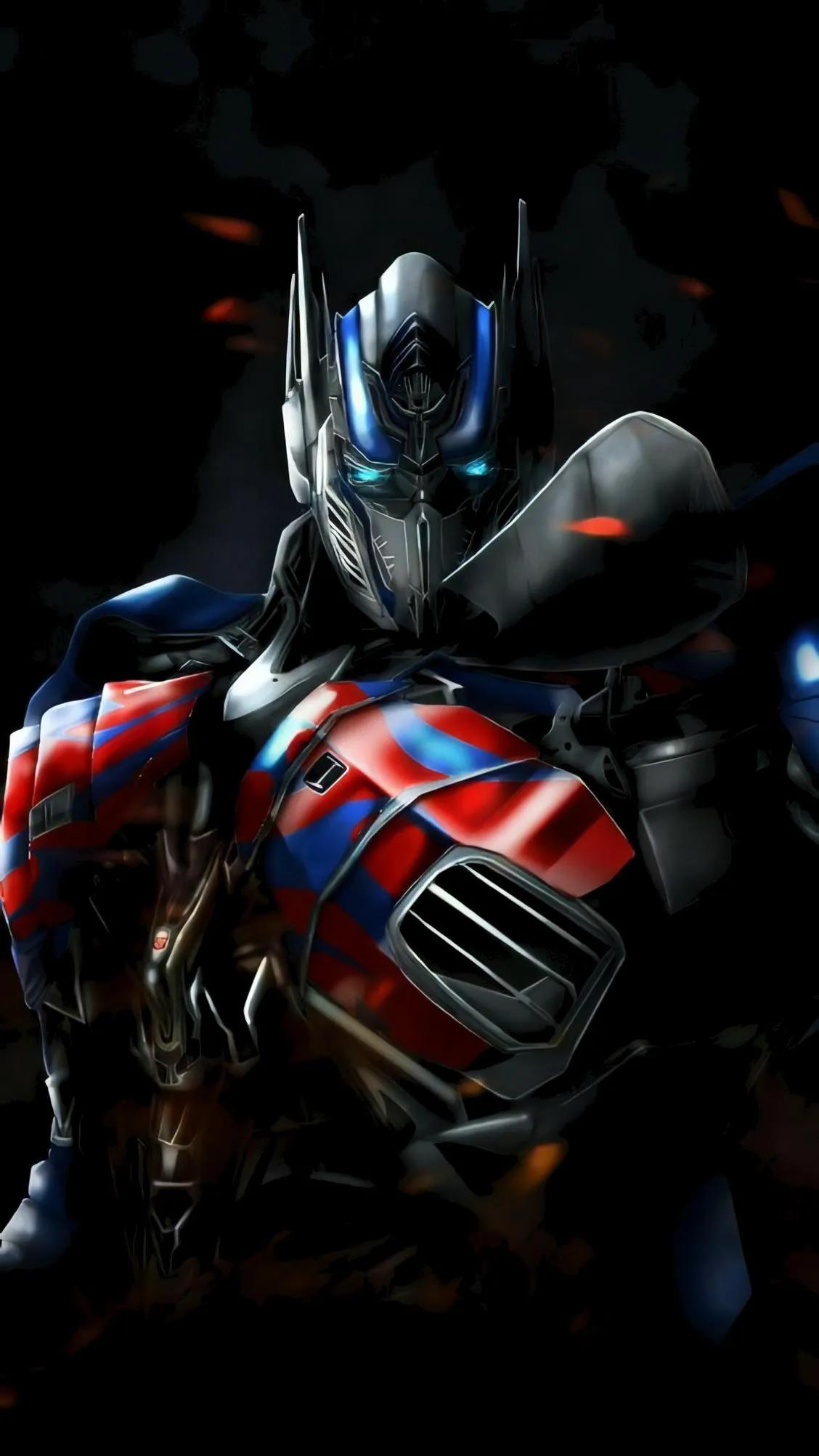 Futuristic Robot Standing in Blue and Red Light Art
