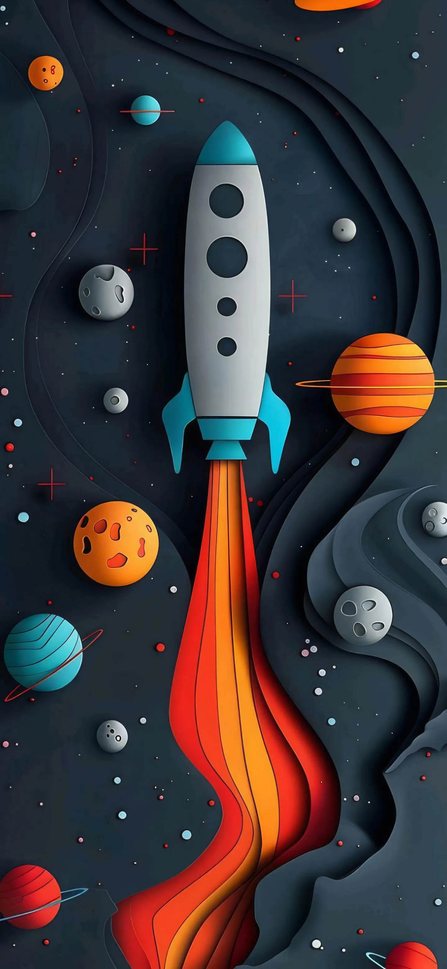 Futuristic Rocket Launch in Surreal Abstract Design