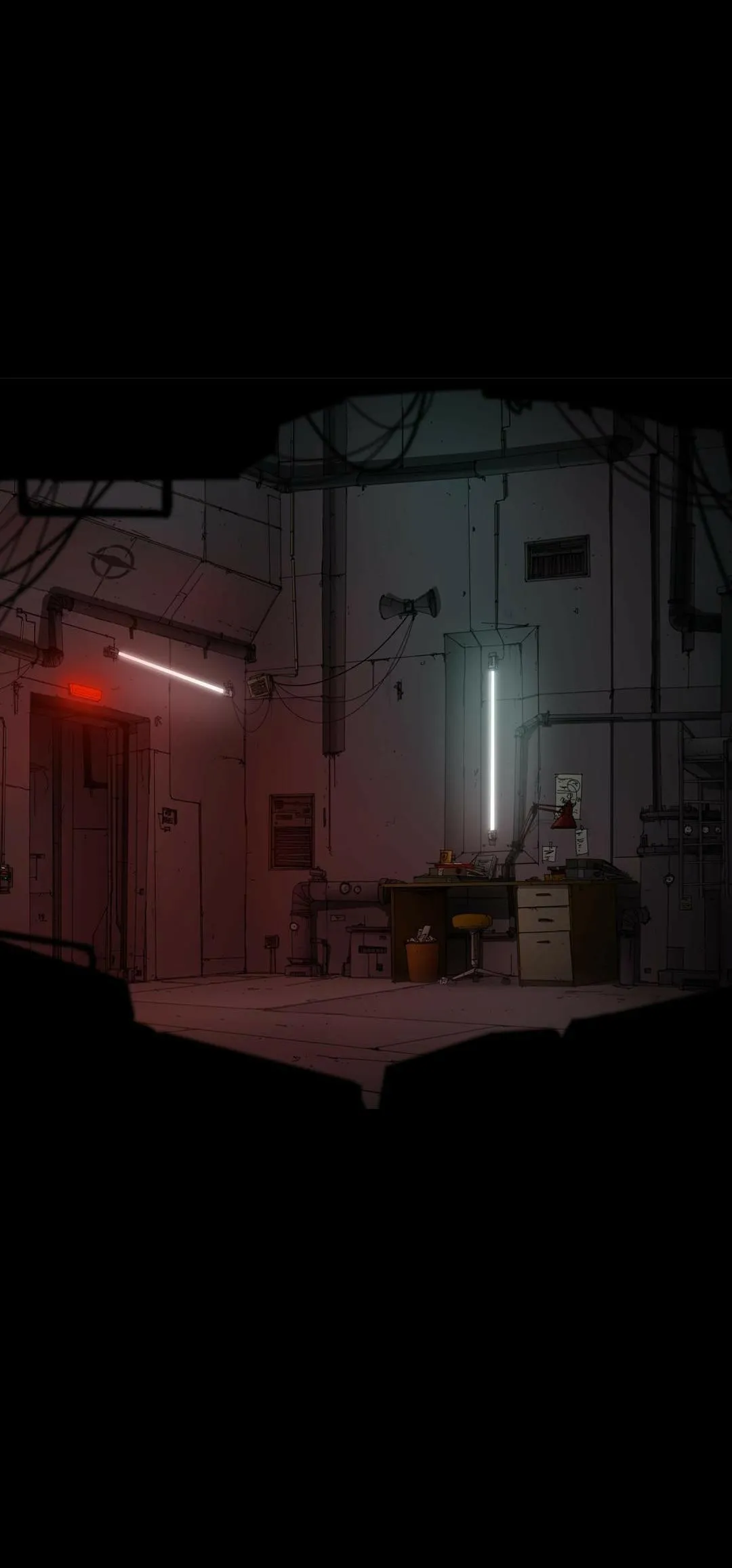 Futuristic Sci Fi Room with Red Ambient Lighting Wallpaper