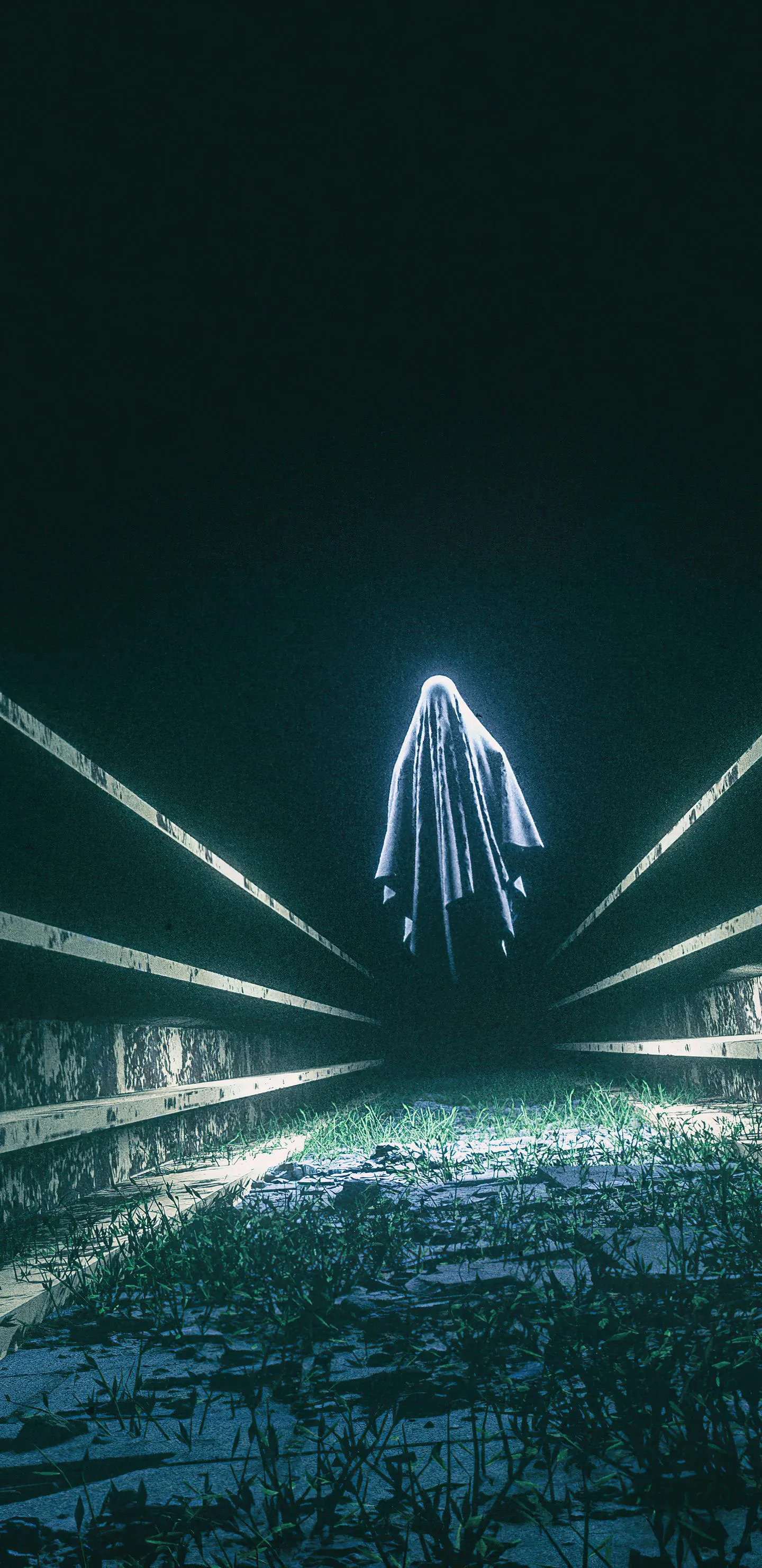 Futuristic Silhouette Under Scifi Lighting and Backdrop