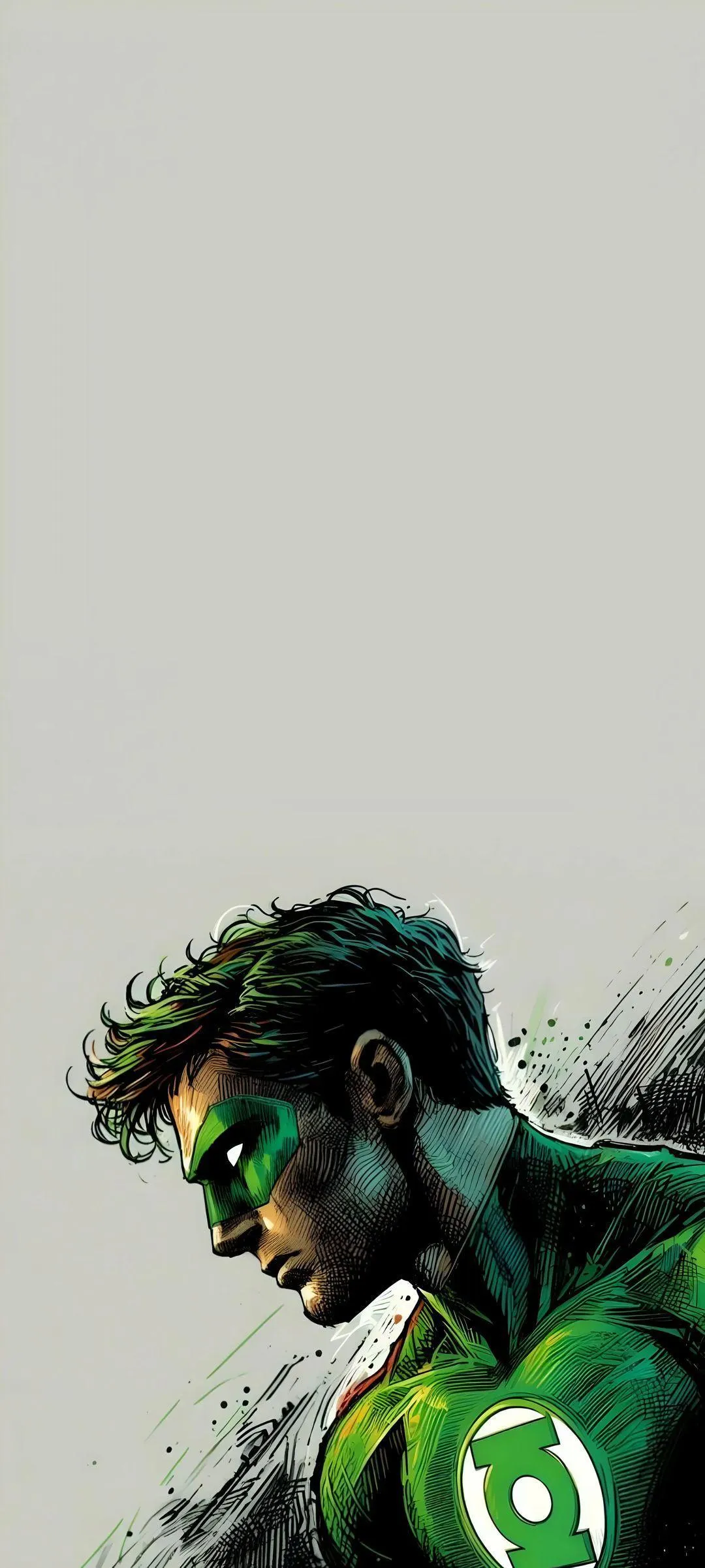 Futuristic Soldier in Green Suit with Digital Landscape