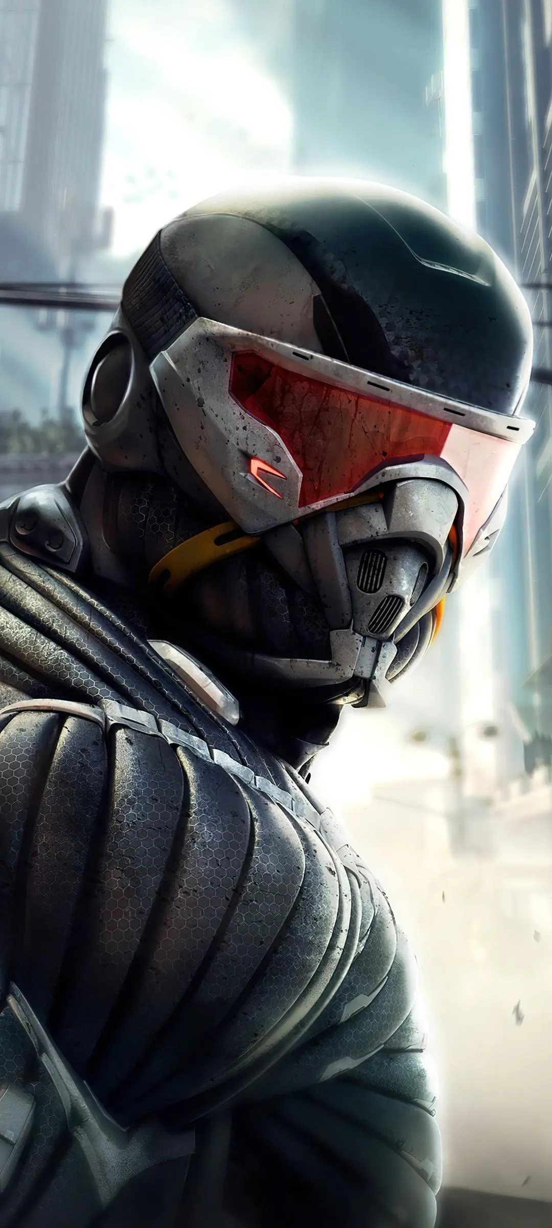 Futuristic Soldier Wearing High Tech Helmet and Armor