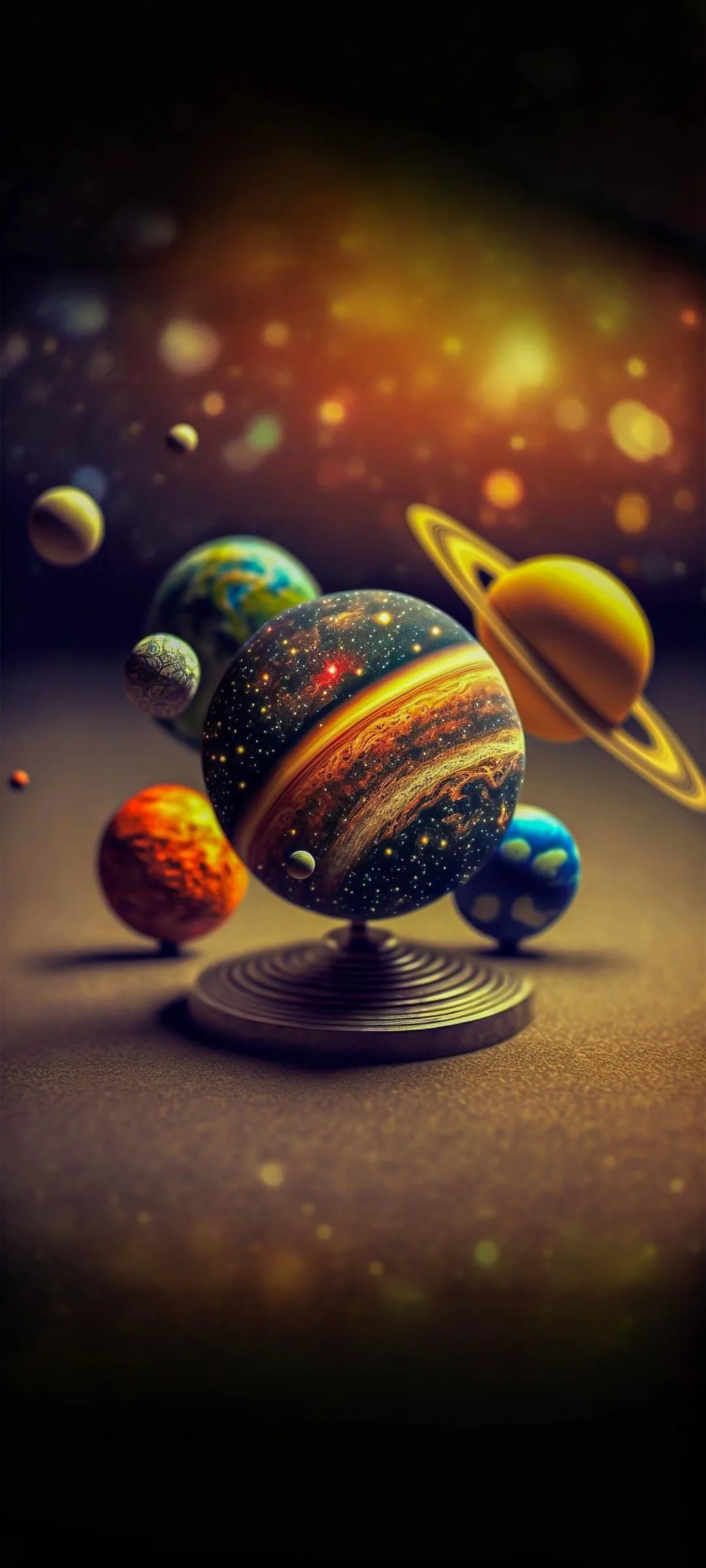 Futuristic Space Art with Glowing Cosmic Elements Wallpaper