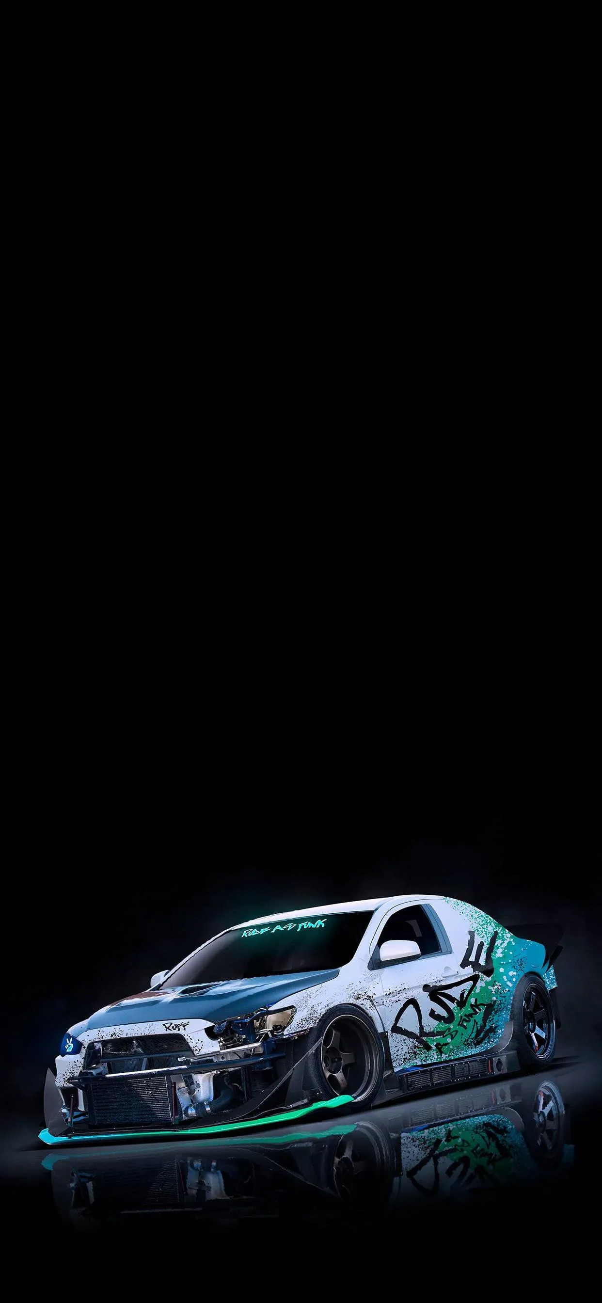 Futuristic Sports Car in Dark Neon Light Wallpaper