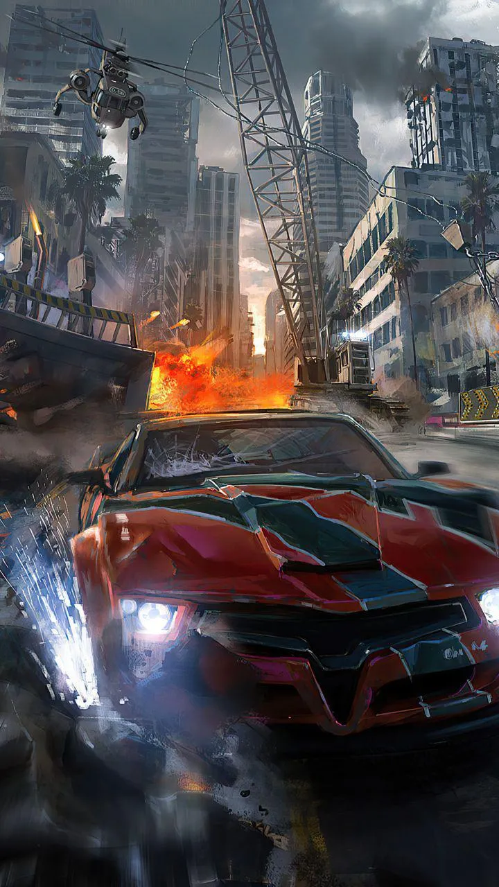 Futuristic Sports Car Racing in Neon Cyber City Lights