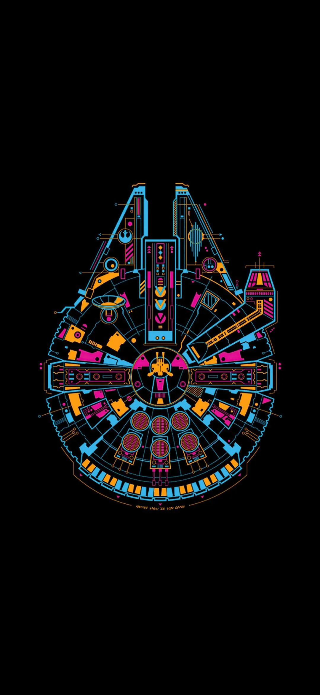 Futuristic Starship Blueprint Art in Neon Digital Style