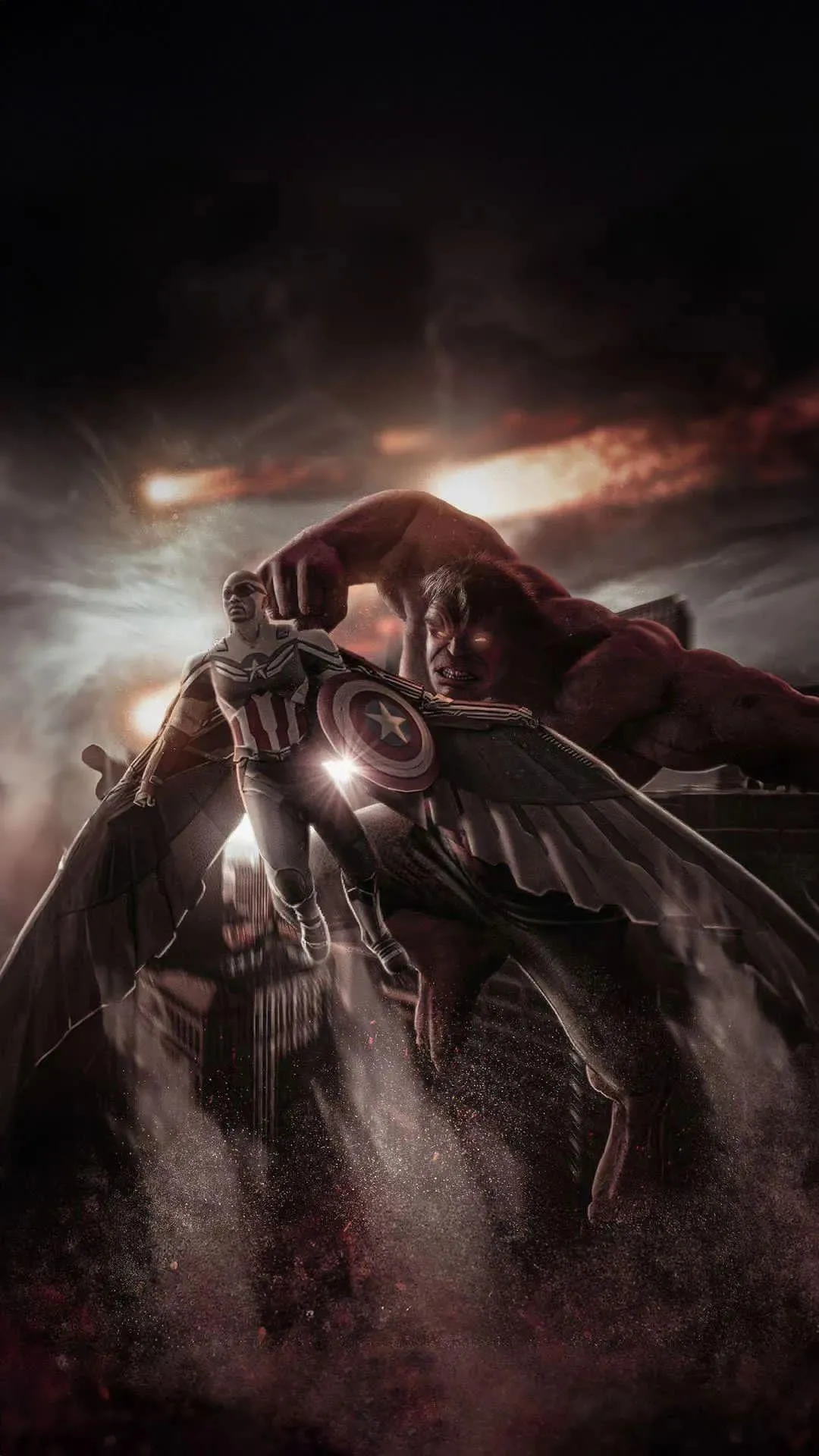 Futuristic Warrior Standing in Fiery Battle Scene Wallpaper