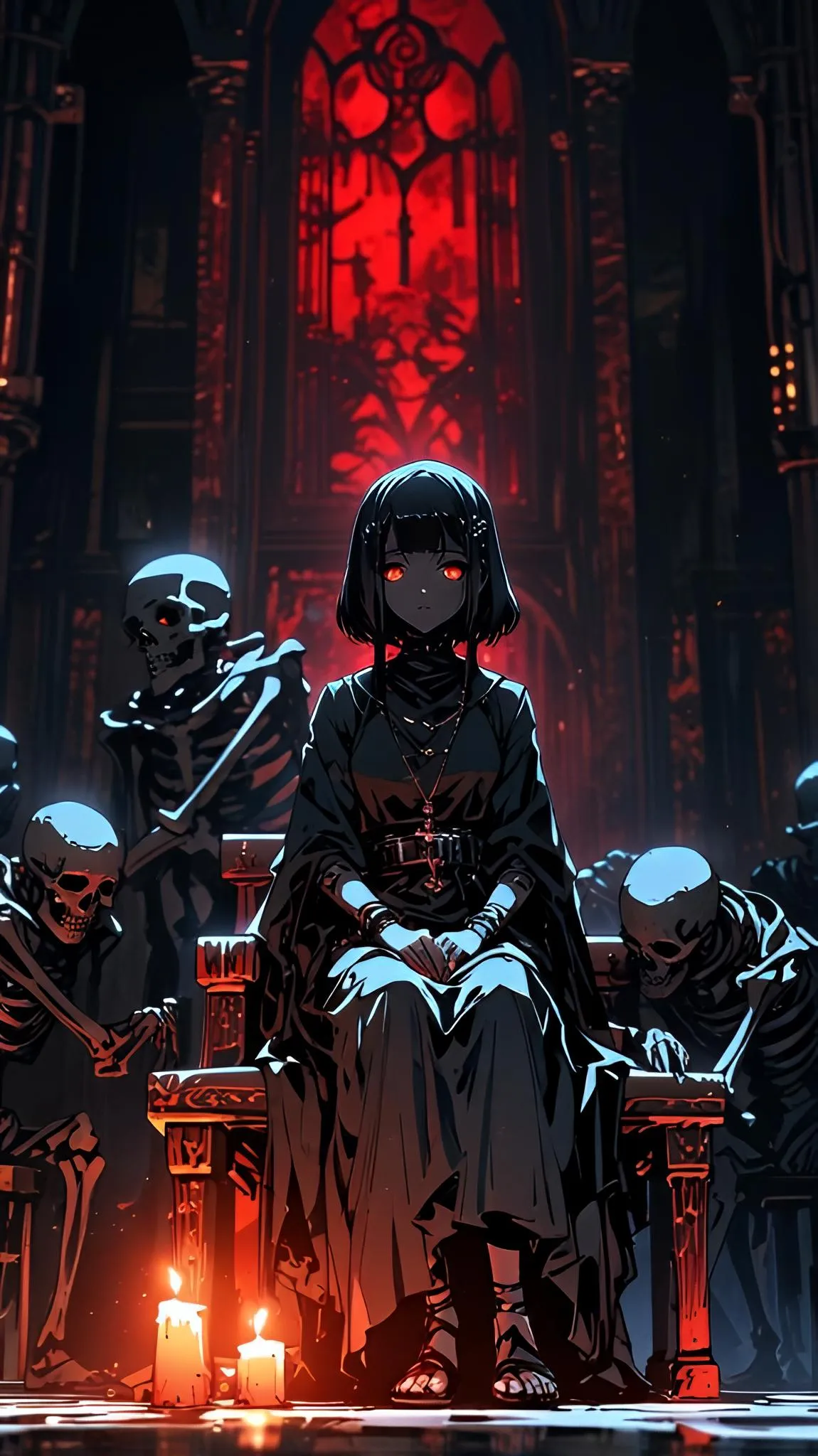 Futuristic Warrior Surrounded by Neon Red Light Wallpaper