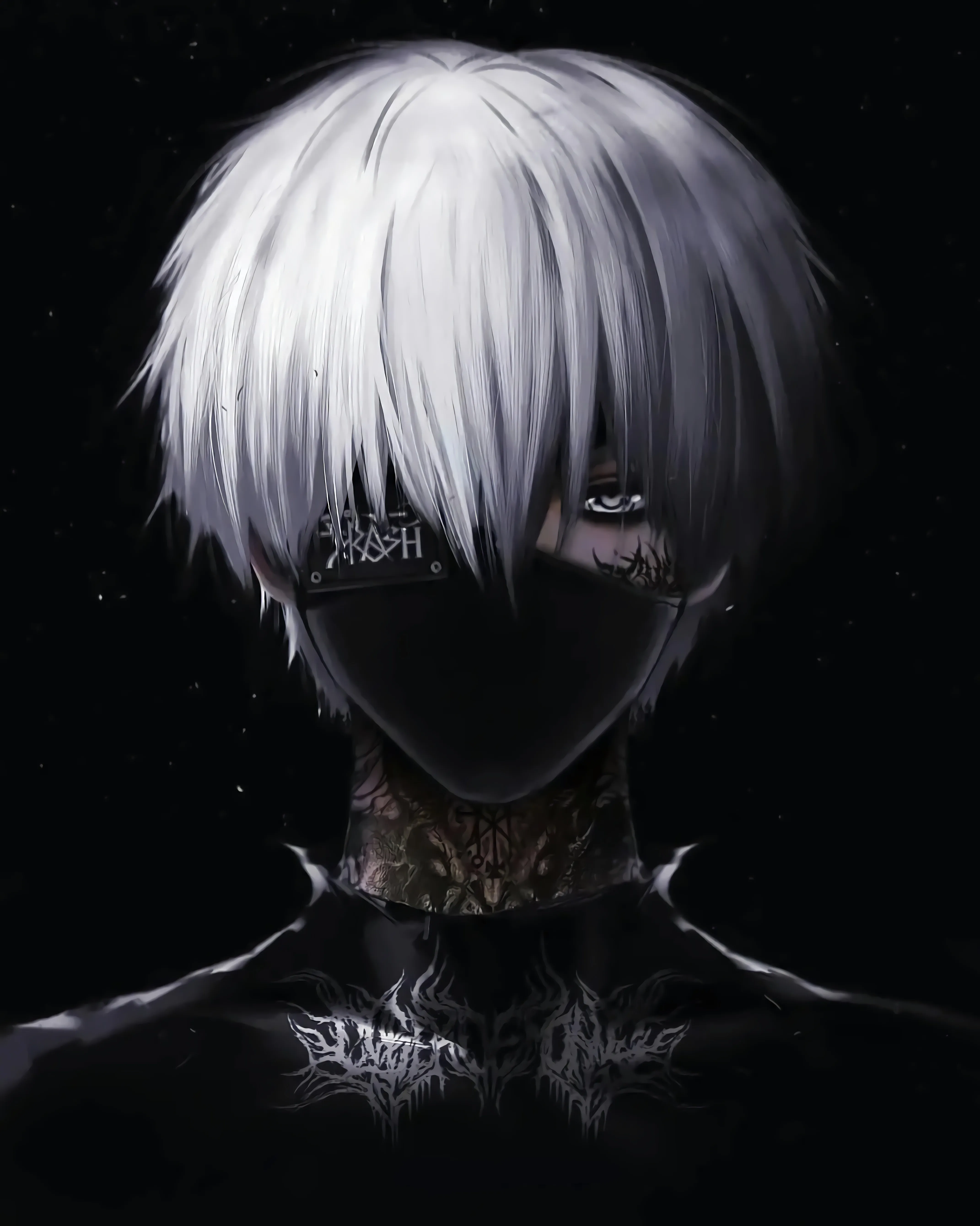 Futuristic White Haired Character in Dark Fantasy Art Image