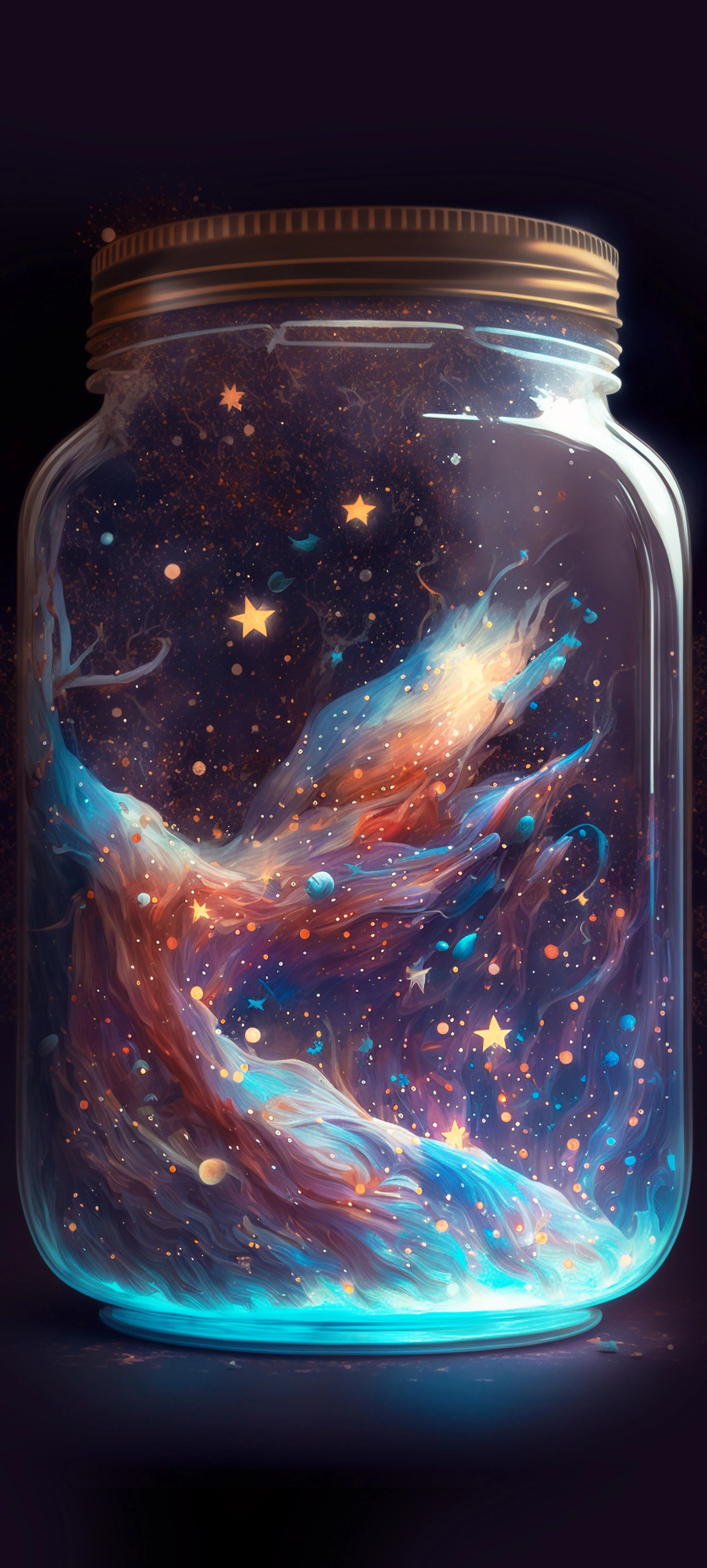 Galaxy in a Jar Fantasy Light Art with Cosmic Theme Image