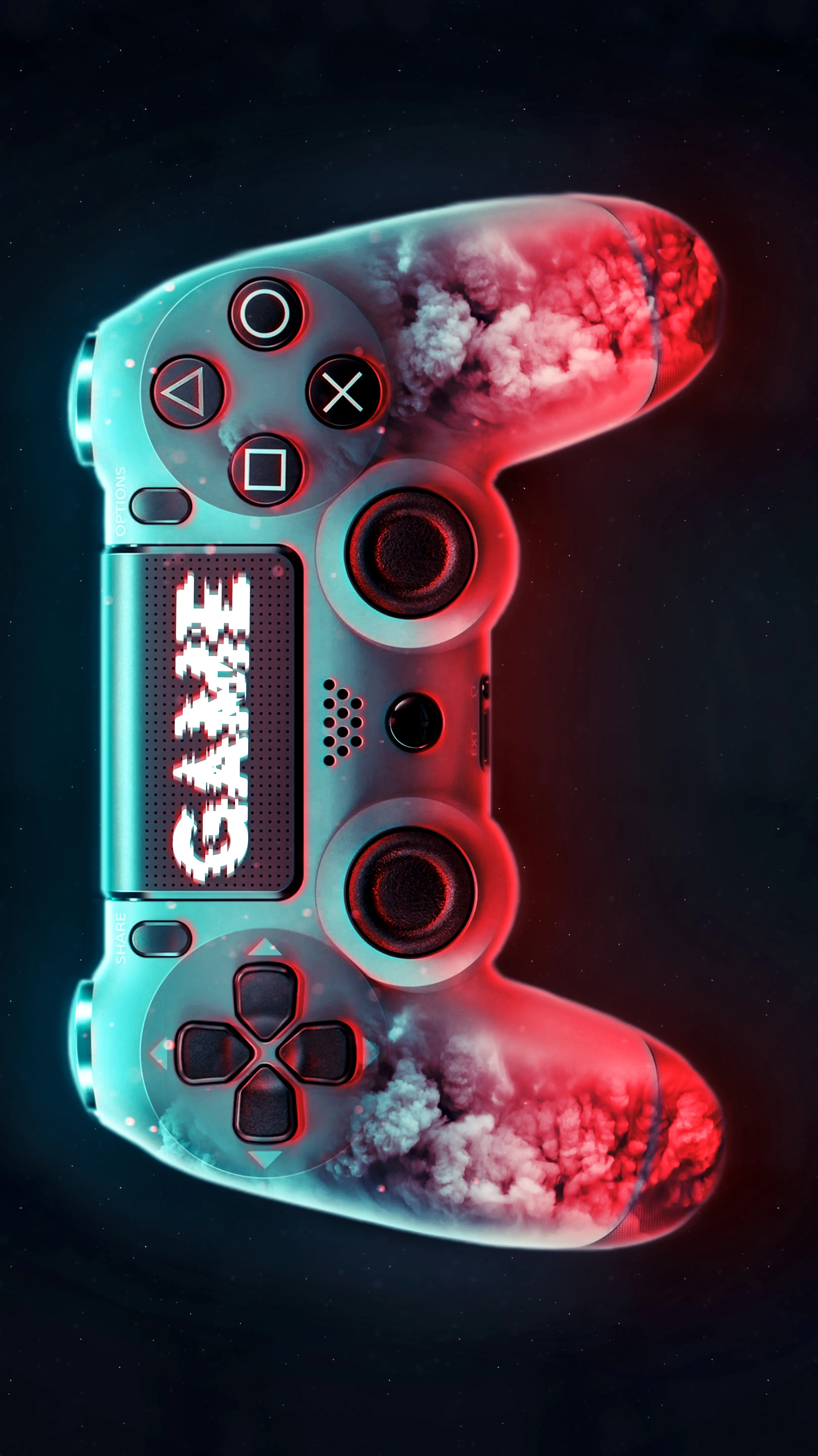 Gaming Controller with Neon Glow on Dark Surface Wallpaper