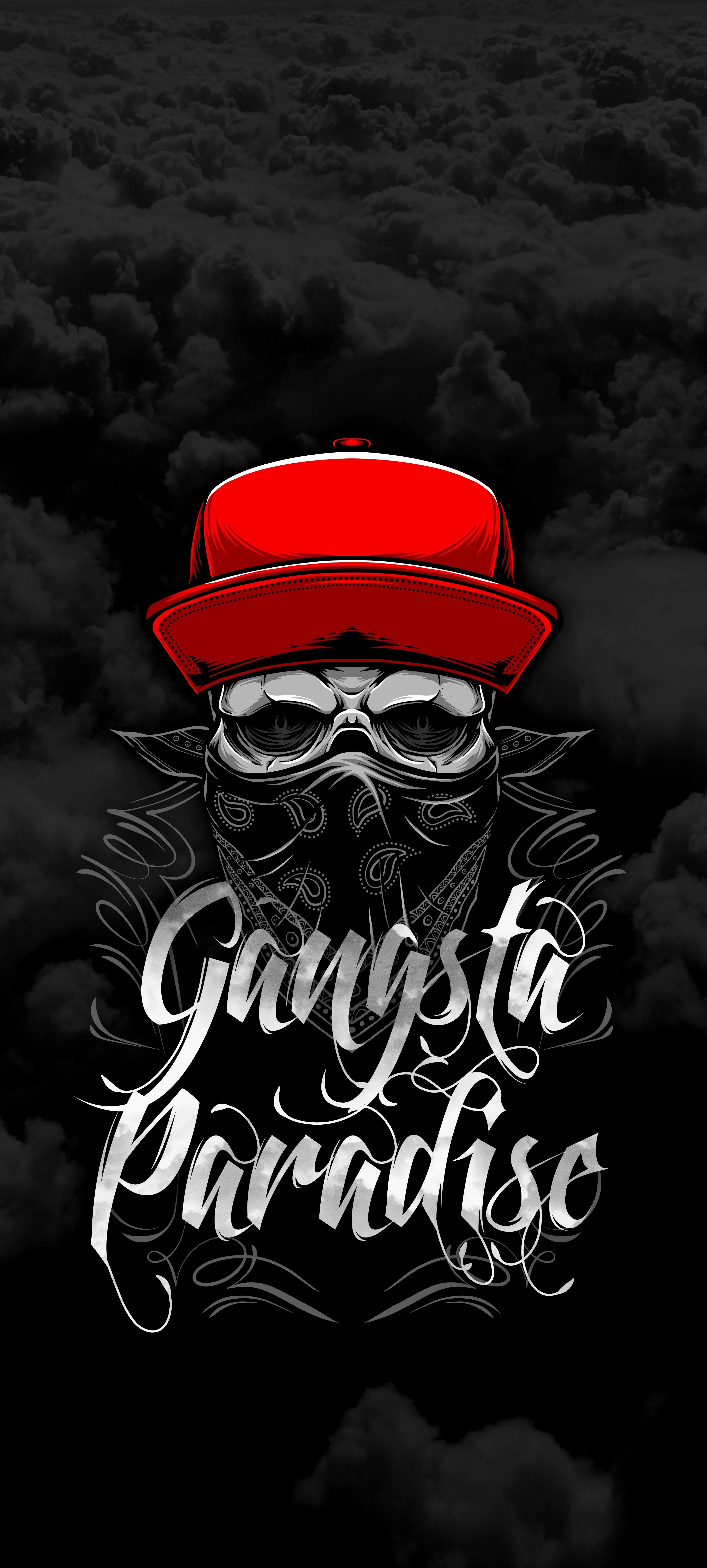 Gangsta in Paradise Text with Hat and Glasses on Dark Art