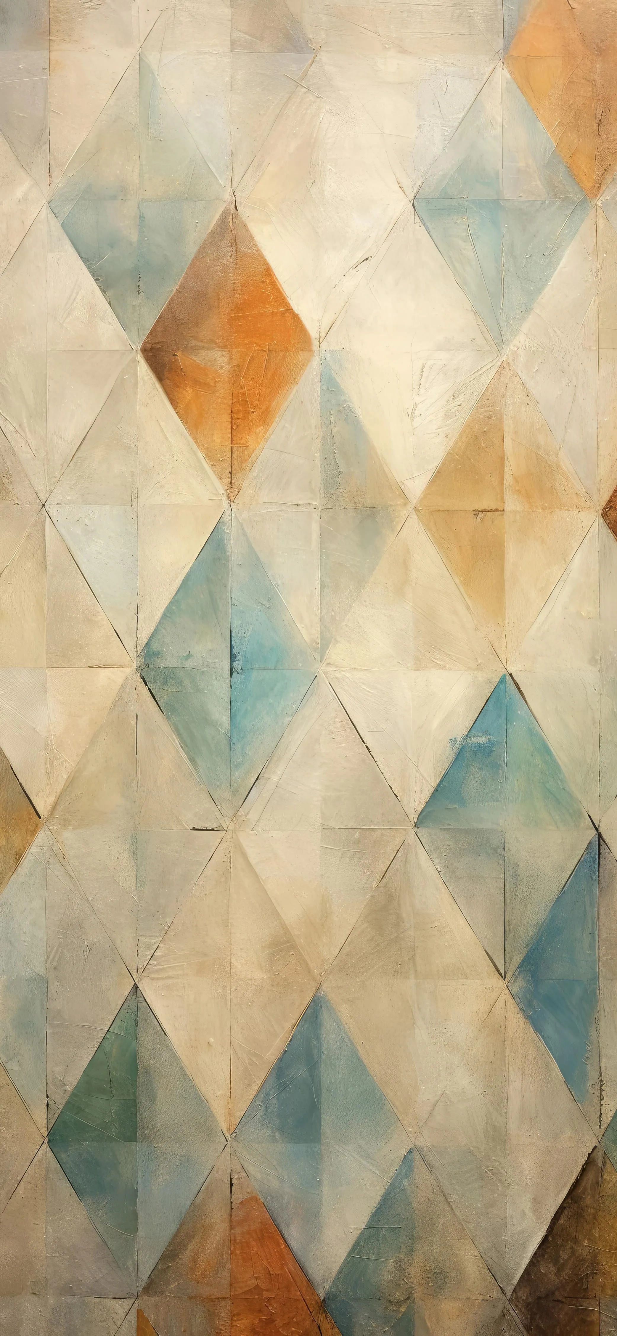Geometric Pattern with Blue Orange and Beige Diamond Shapes
