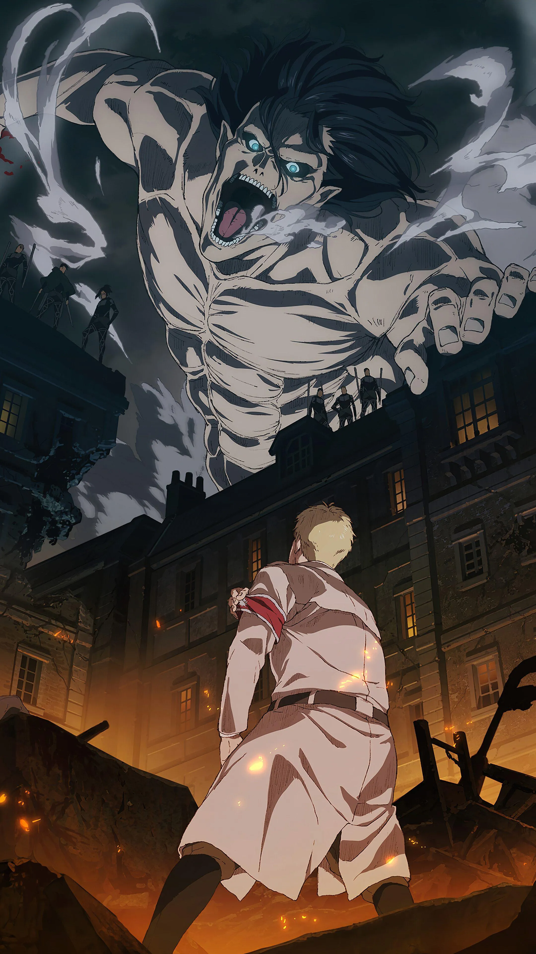 Giant Titan Looming Over City as Lone Warrior Faces Threat