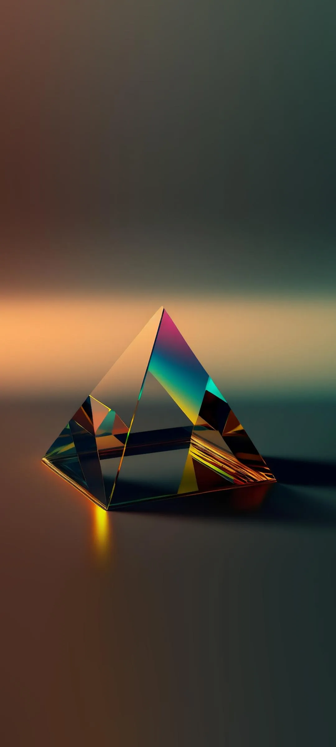 Glass Pyramid Shape Floating on Brown Surface Wallpaper