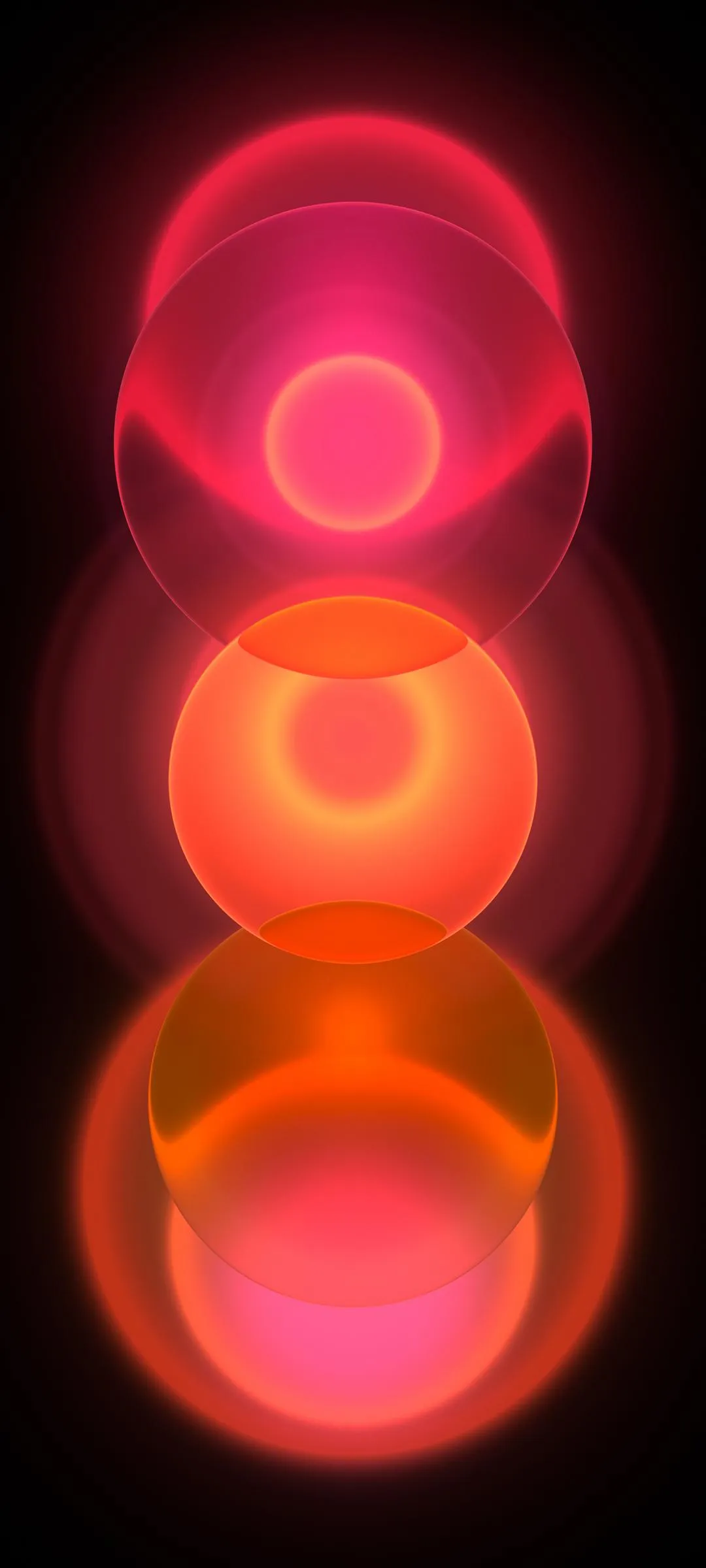 Glowing Abstract Circles in Neon Orange Light Wallpaper