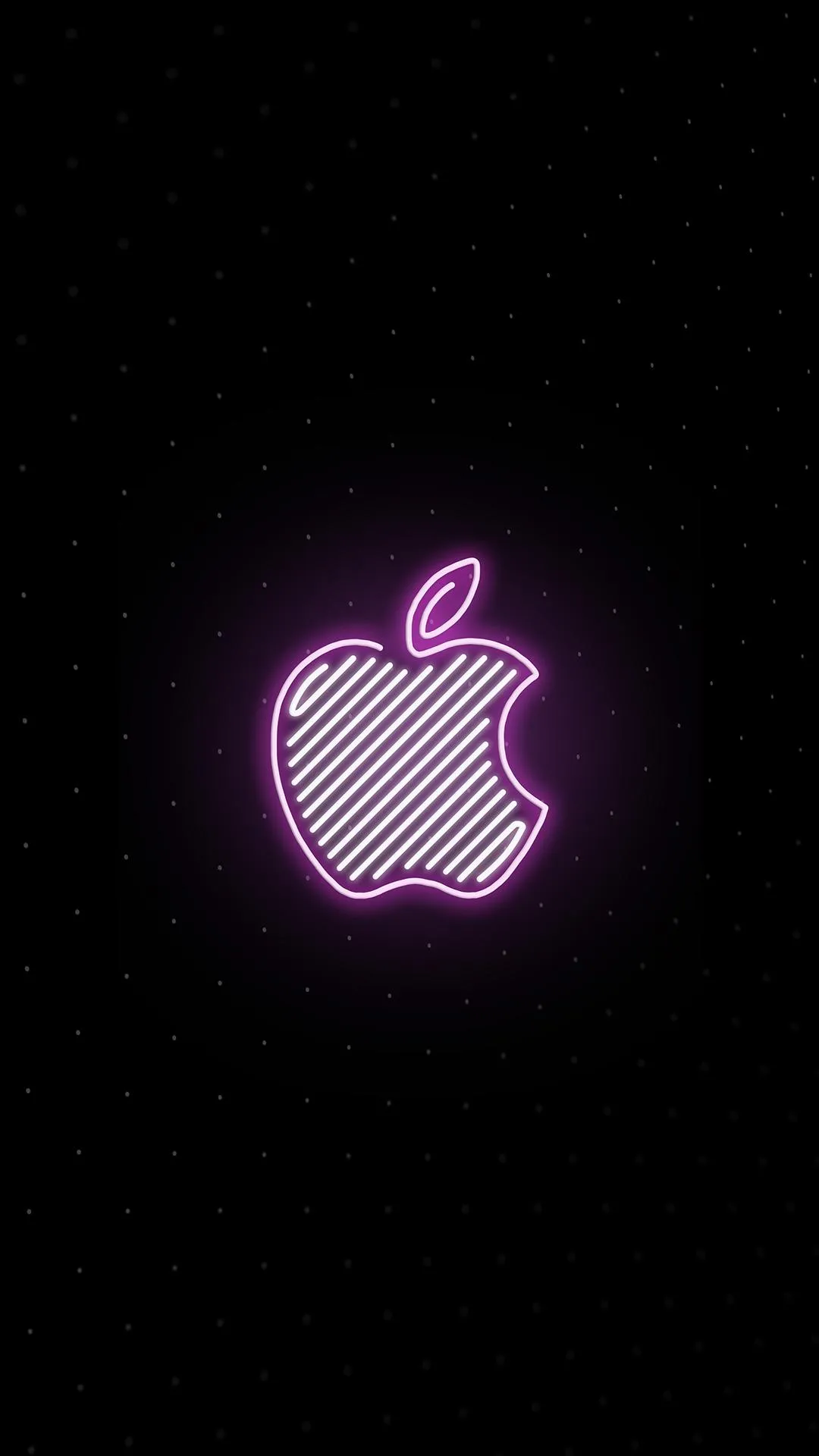 Glowing Apple Shape Neon Light on Black Background Wallpaper