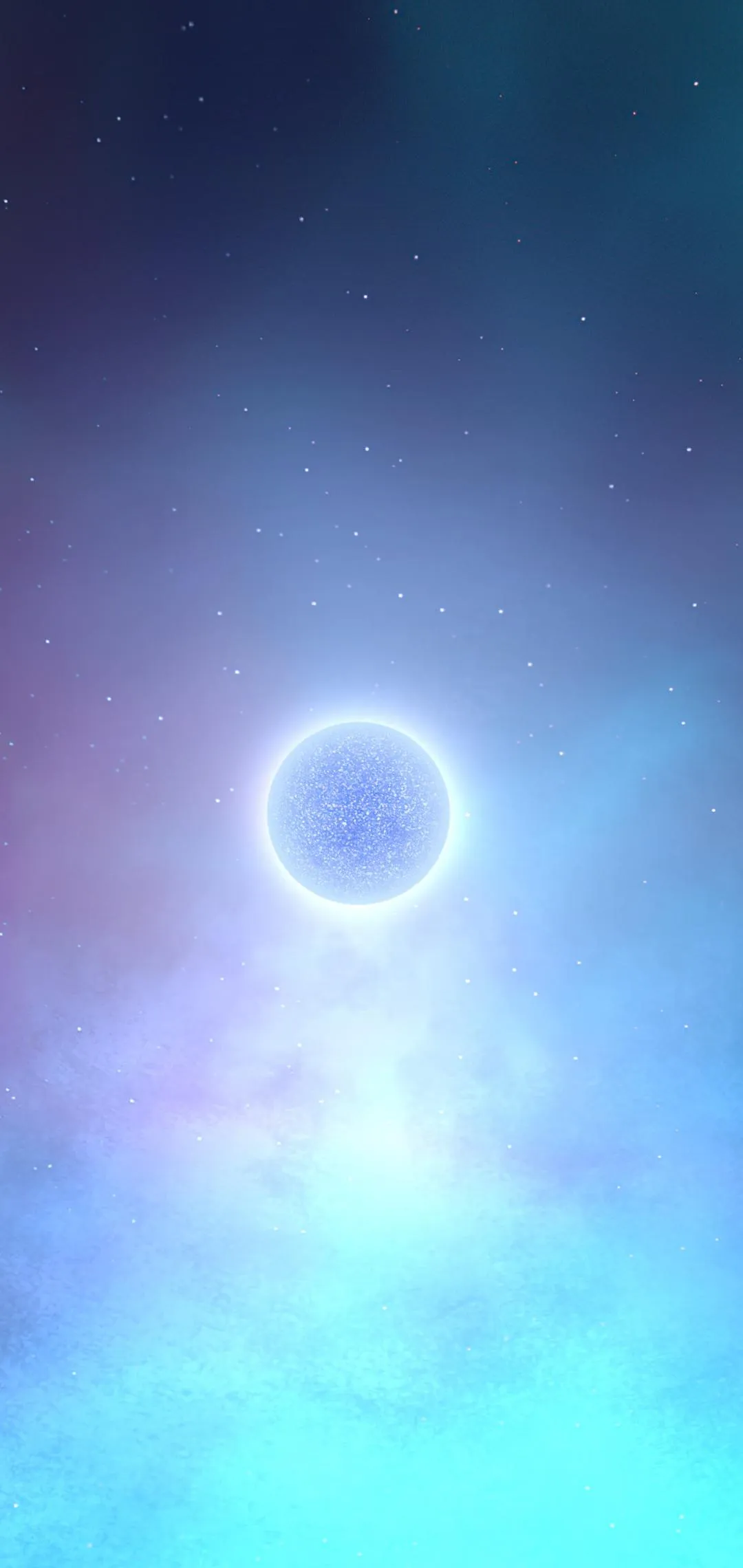 Glowing Blue Solar Eclipse in Mystical Sky Design Wallpaper