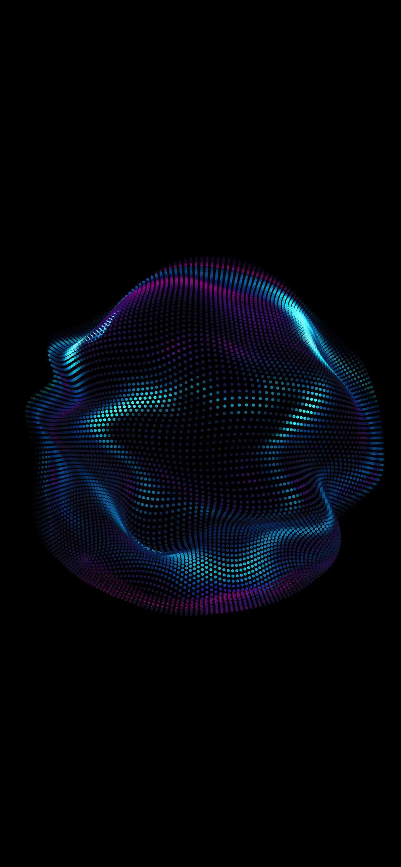 Glowing Blue Sphere Floating in Complete Darkness Wallpaper