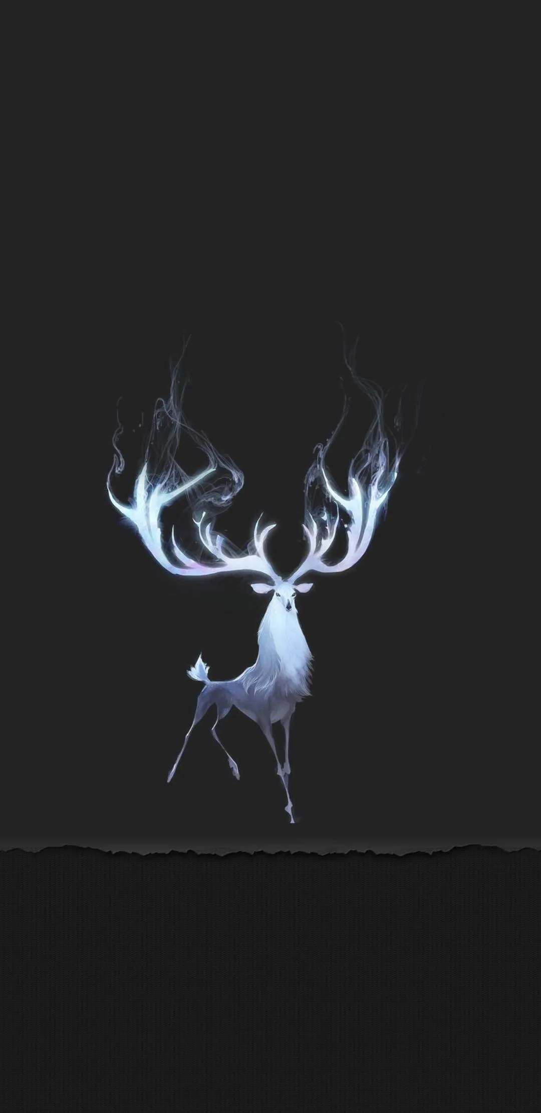 Glowing Deer Silhouette in Dark Forest Scene Wallpaper