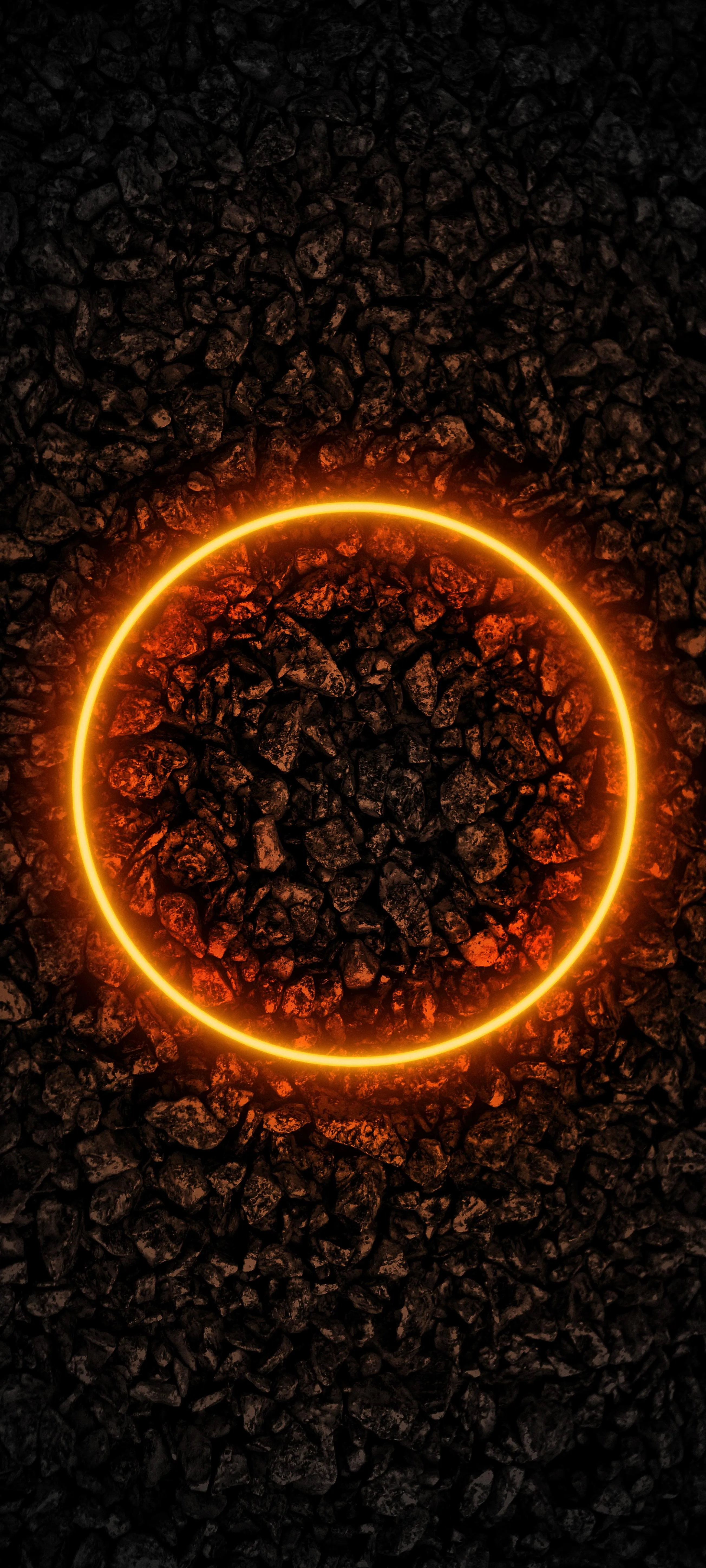 Glowing Fiery Ring on Dark Cosmic Background Wallpaper