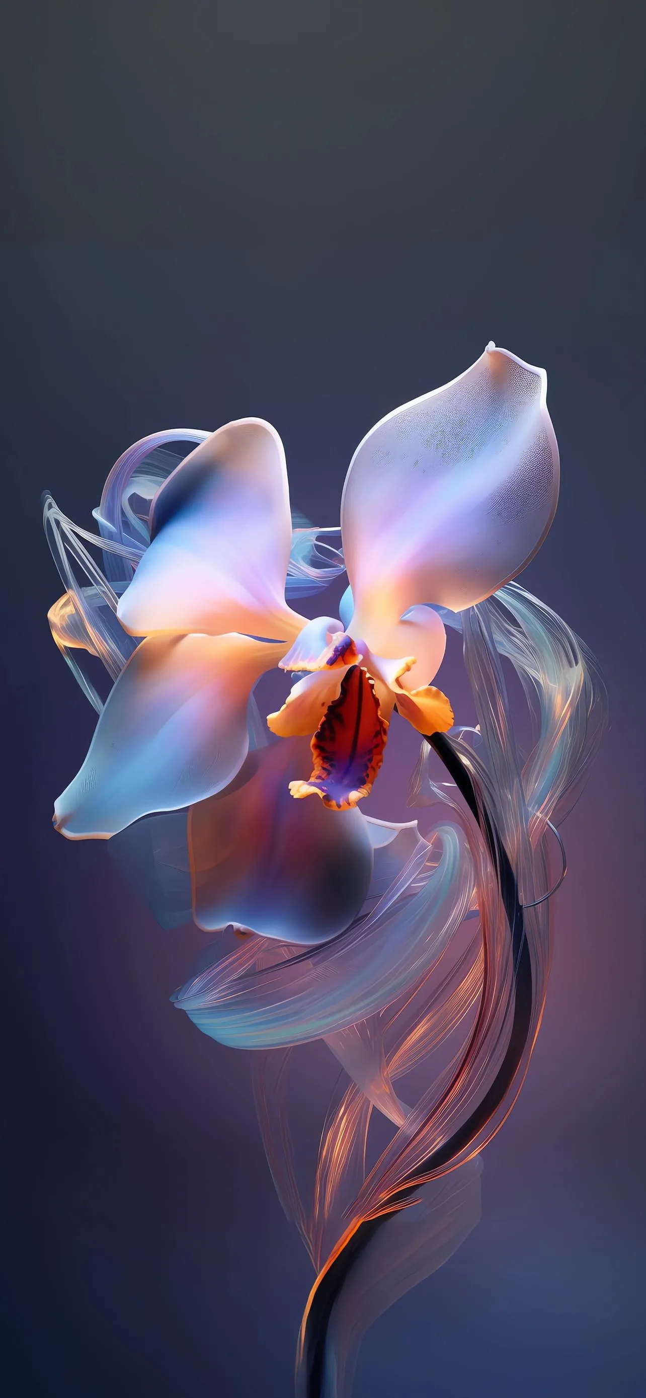 Glowing Flower on Blue Background Abstract Wallpaper