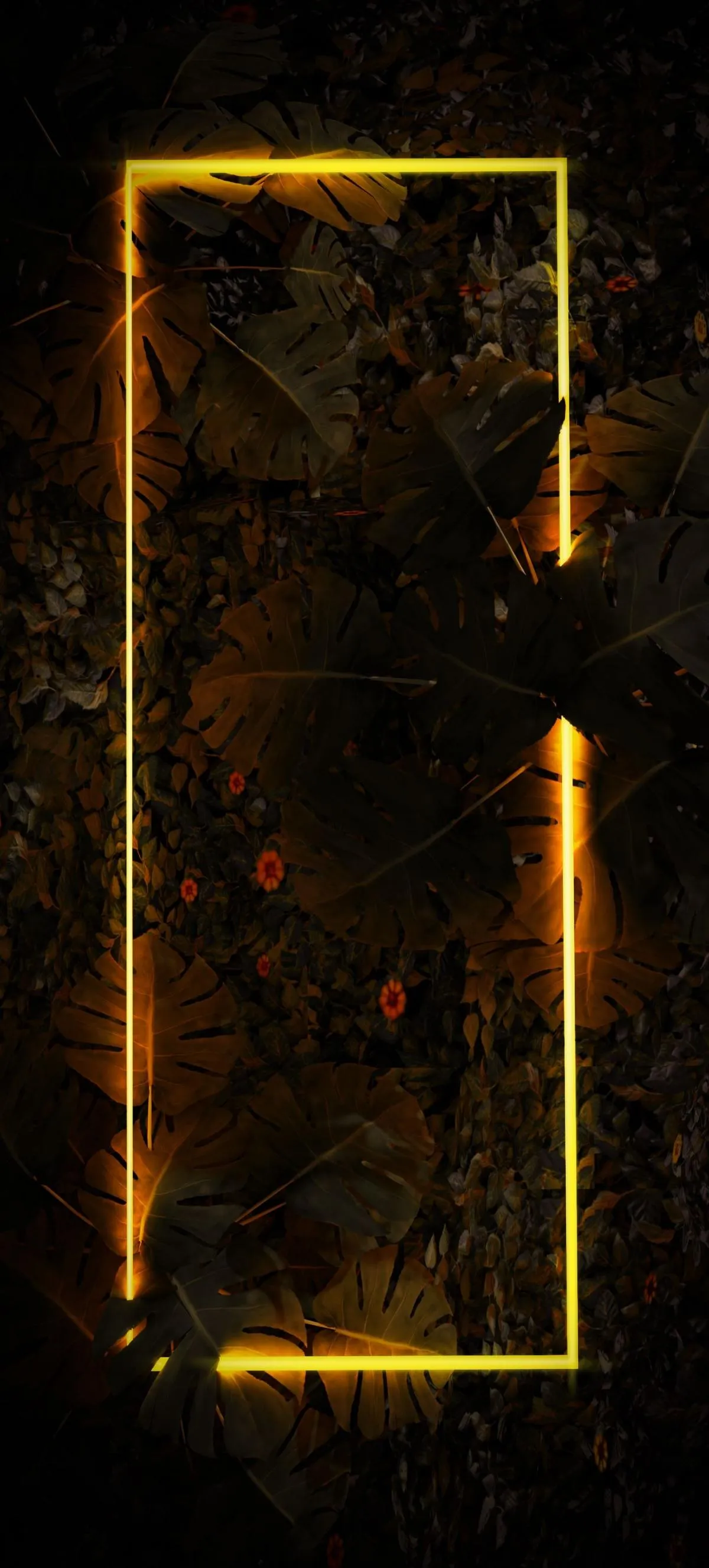 Glowing Futuristic Portal Frame with Orange Light Wallpaper