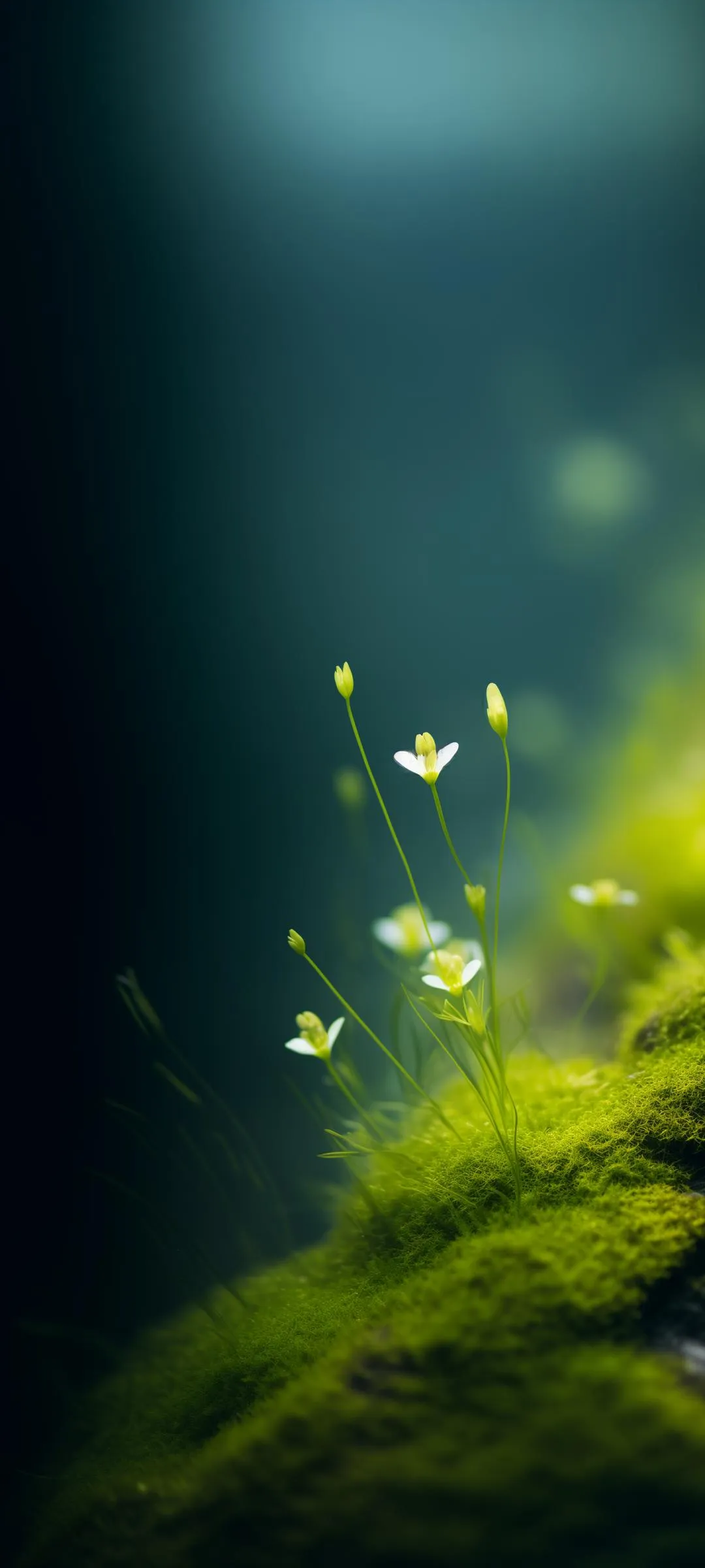 Glowing Green Light in Darkness Abstract Design Wallpaper