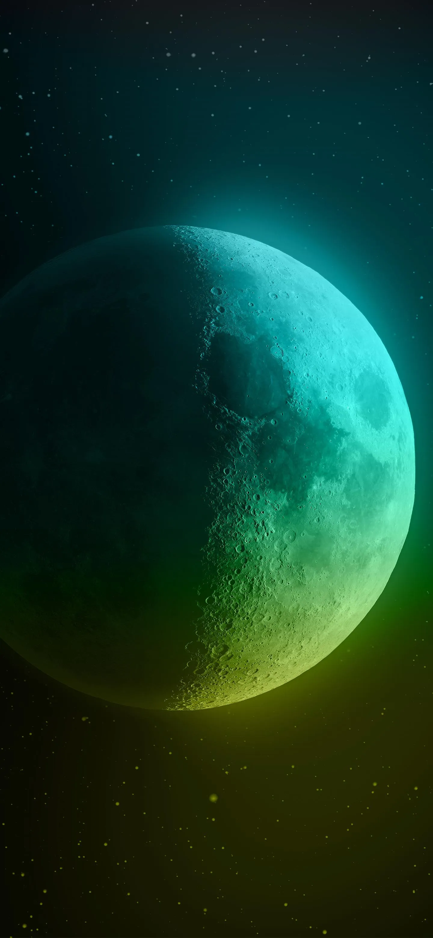 Glowing Green Planet Orbiting in Outer Space View Wallpaper