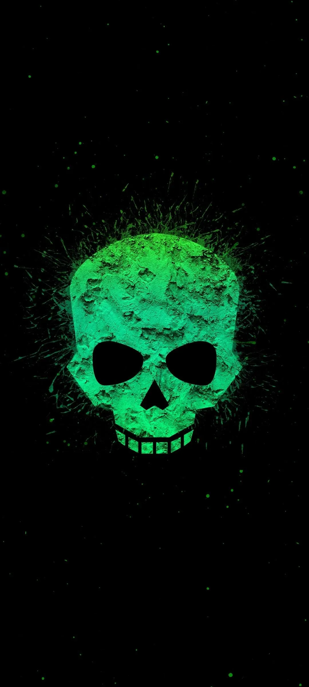 Glowing Green Skull Neon Horror Digital Art Wallpaper