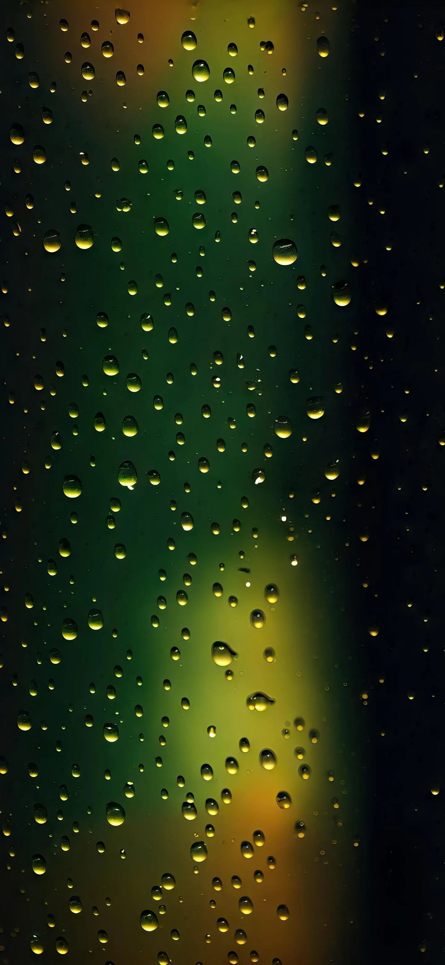 Glowing Green Water Droplets in Abstract Vertical Pattern