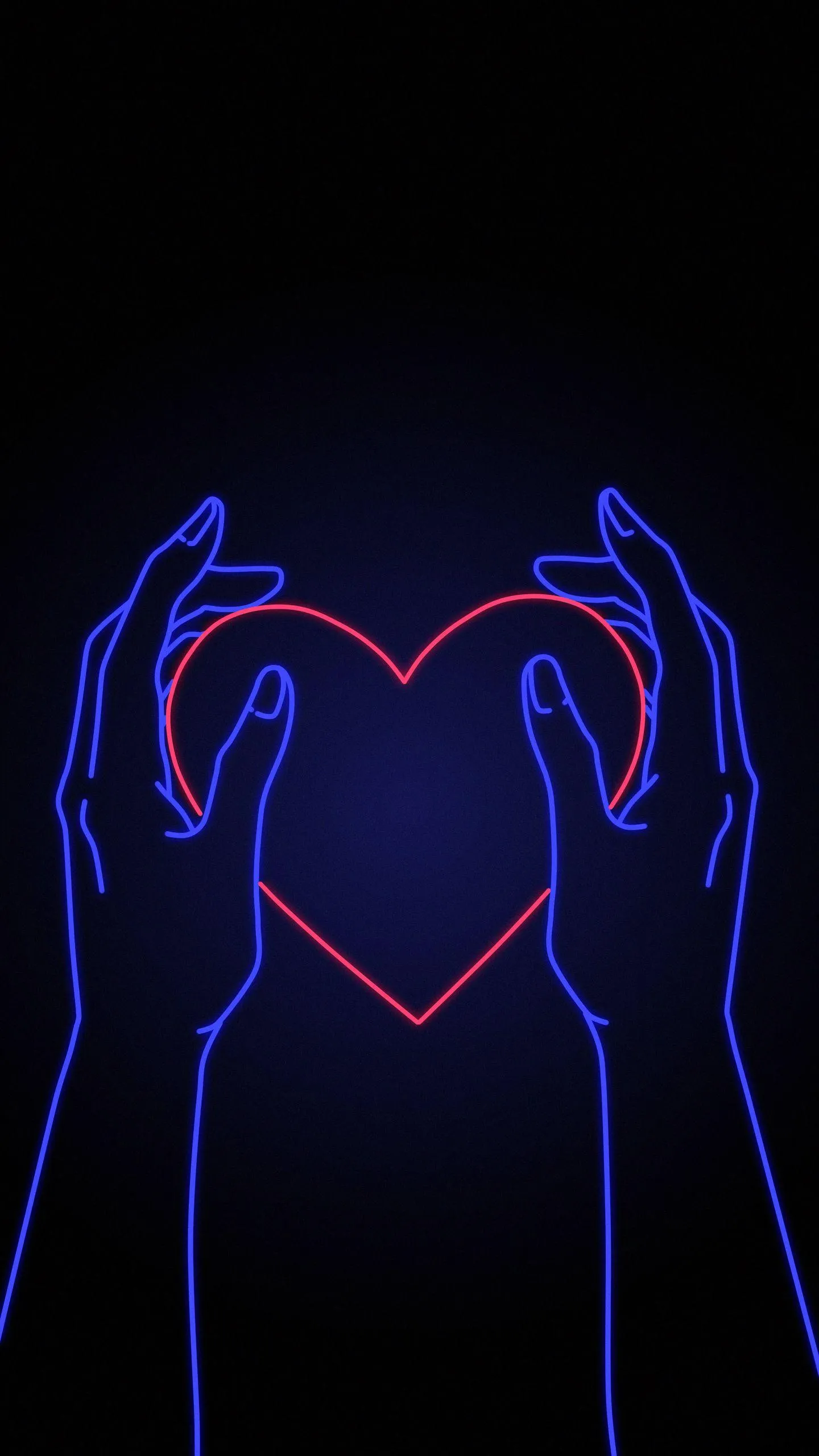 Glowing Hands in Neon Blue Lines with Futuristic Style