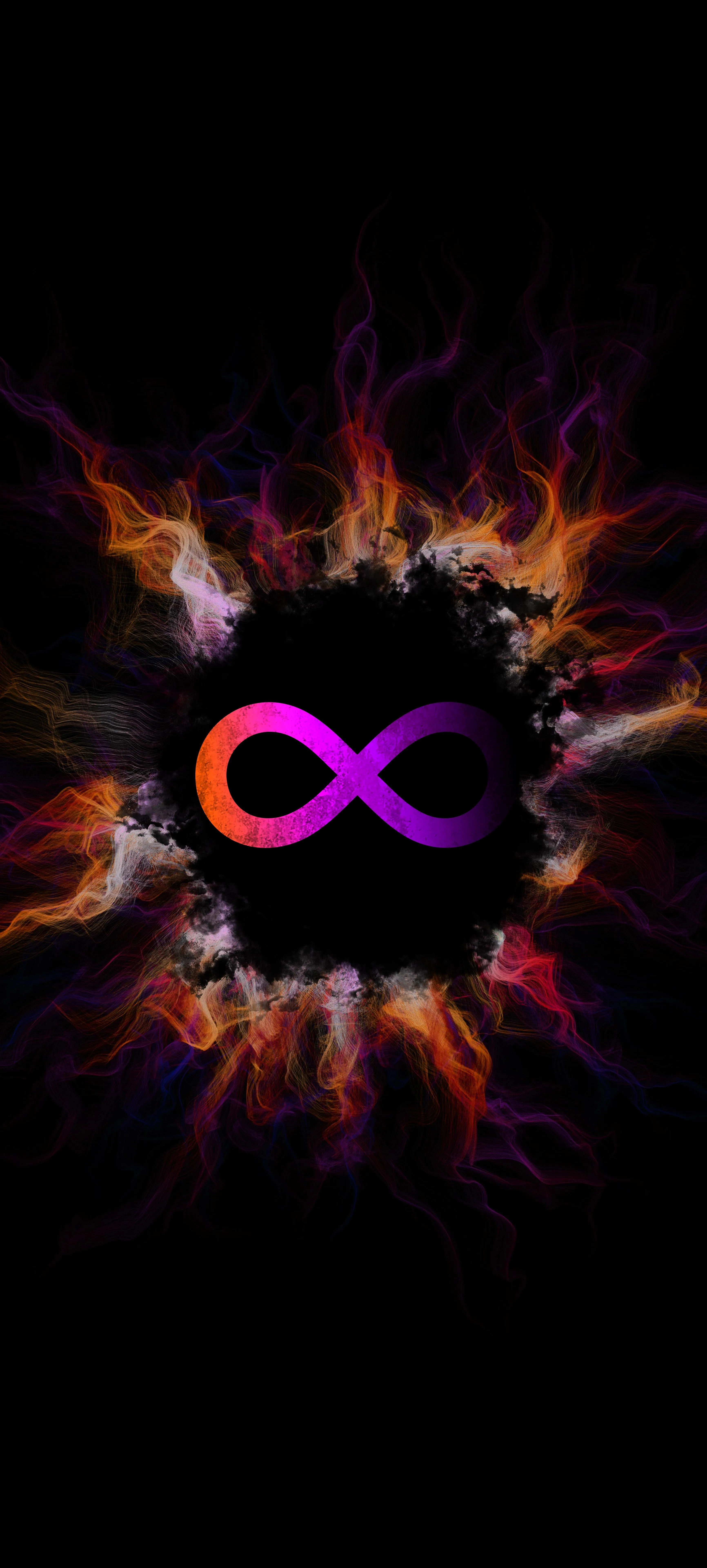 Glowing Infinity Symbol with Cosmic Energy Pattern Wallpaper