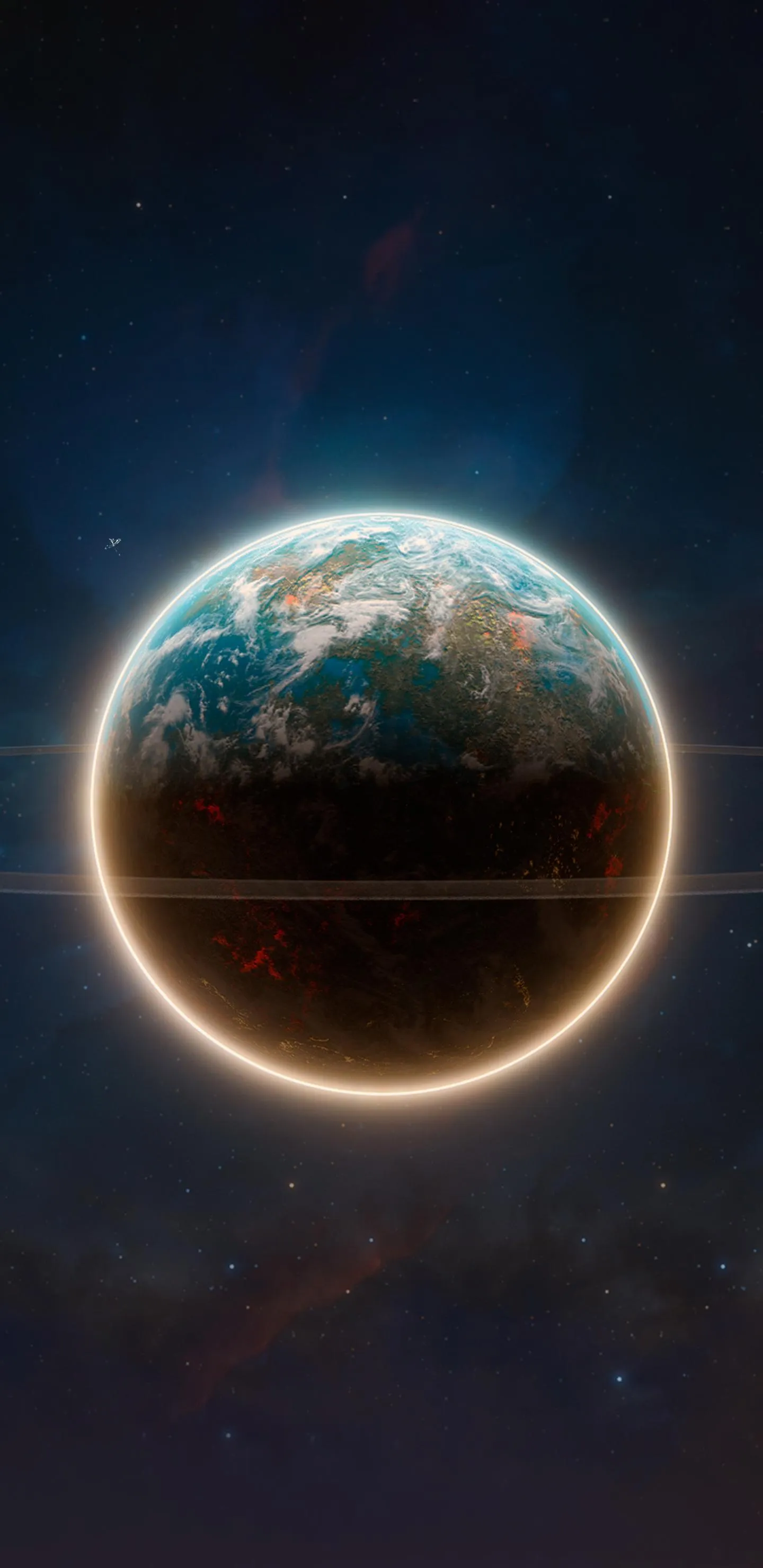 Glowing Planet Space View HD Mobile Background Wallpaper