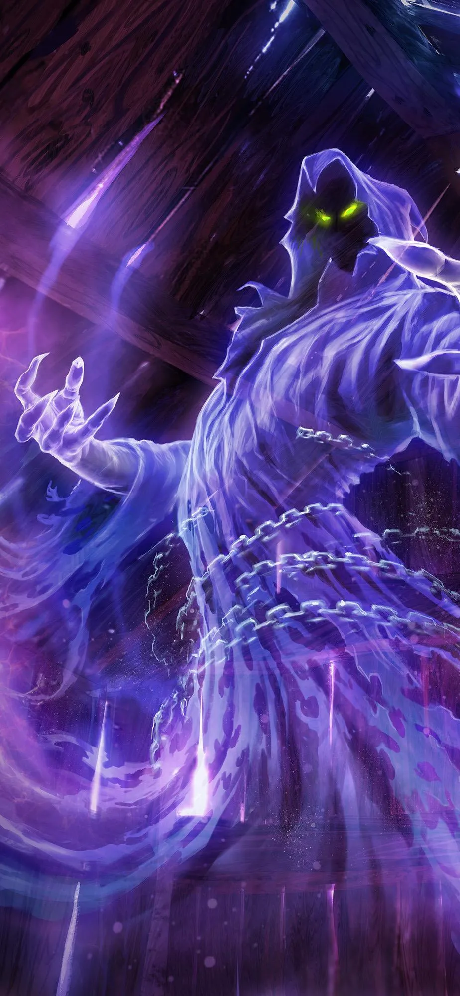 Glowing Purple Demon Man Coiled in Dark Fantasy Style