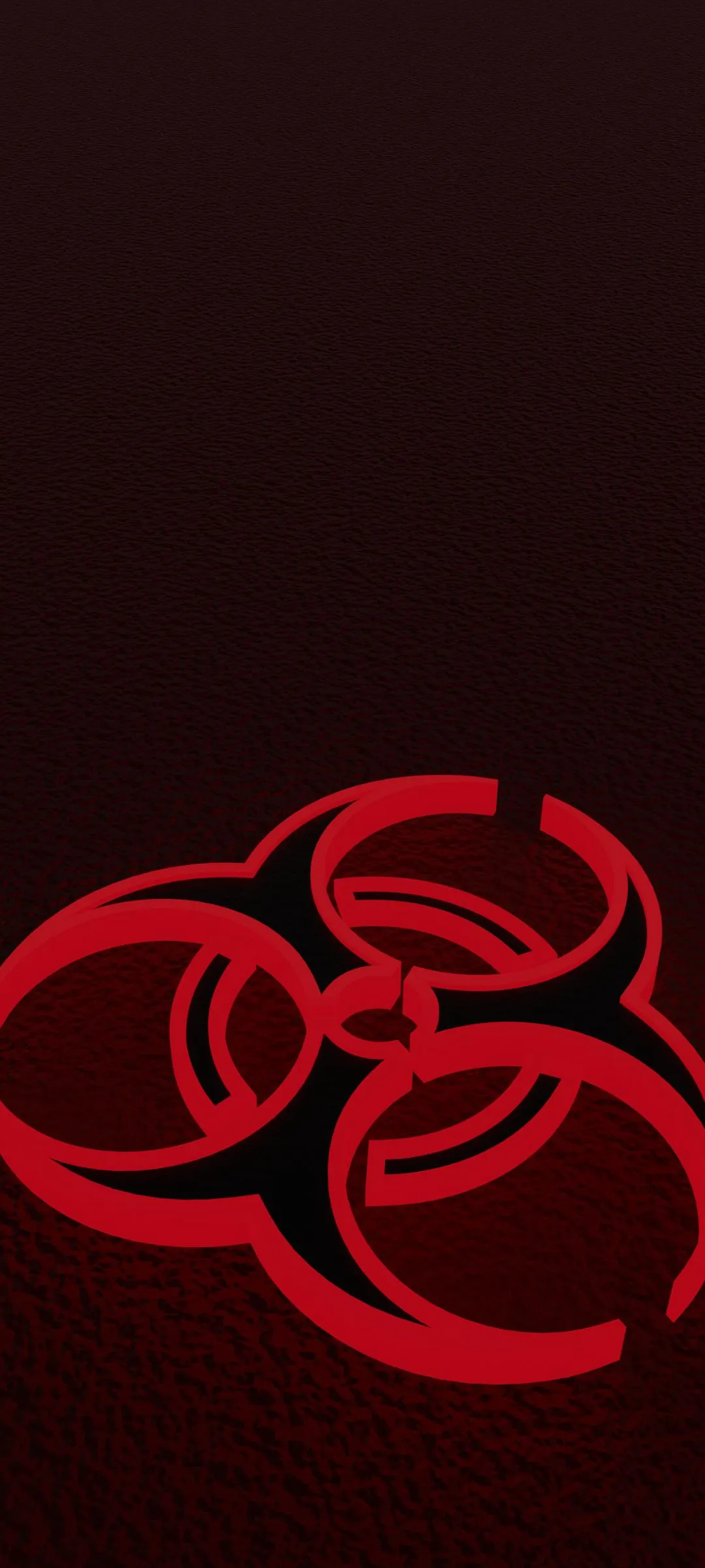 Glowing Red Biohazard Emblem on Dark Black Design Wallpaper