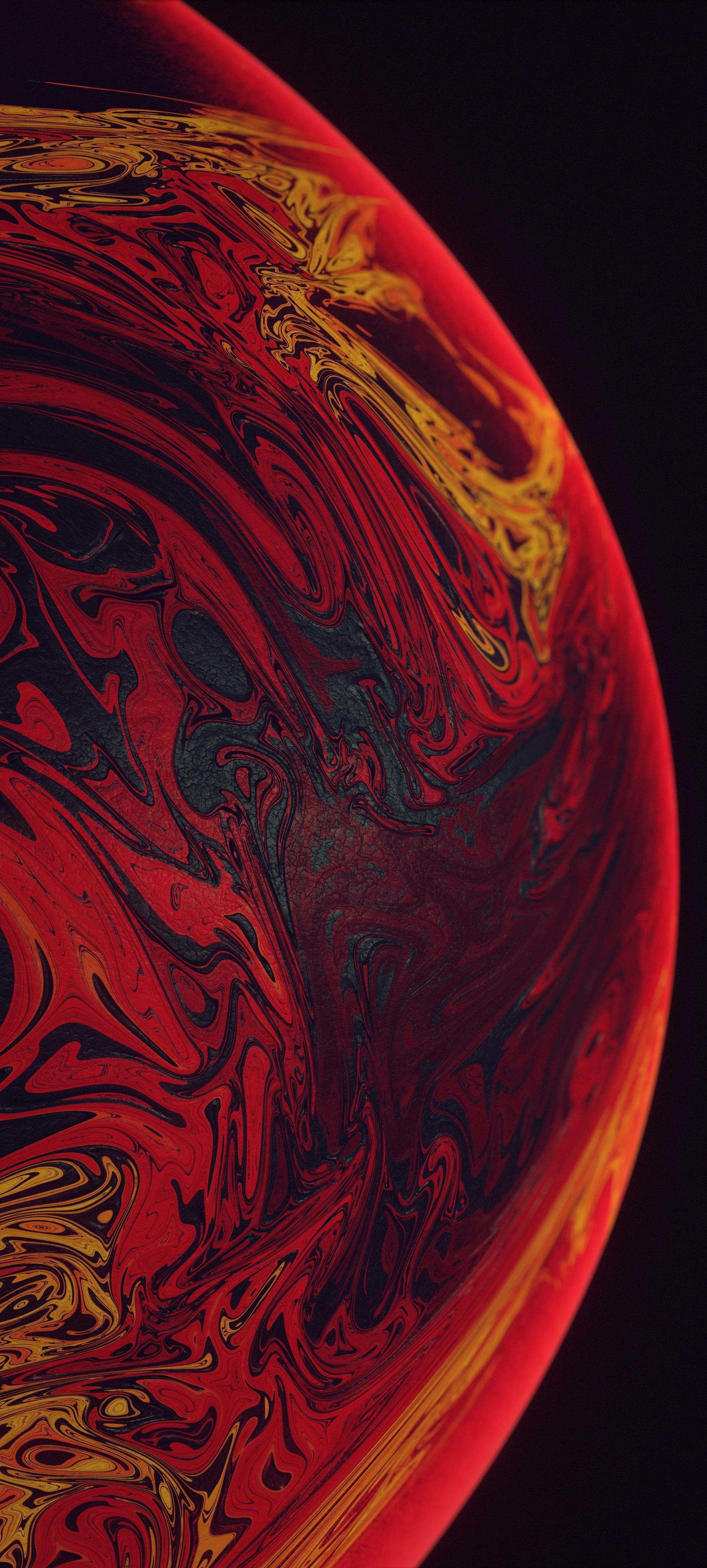 Glowing Red Planet Texture with Dark Space Theme Wallpaper