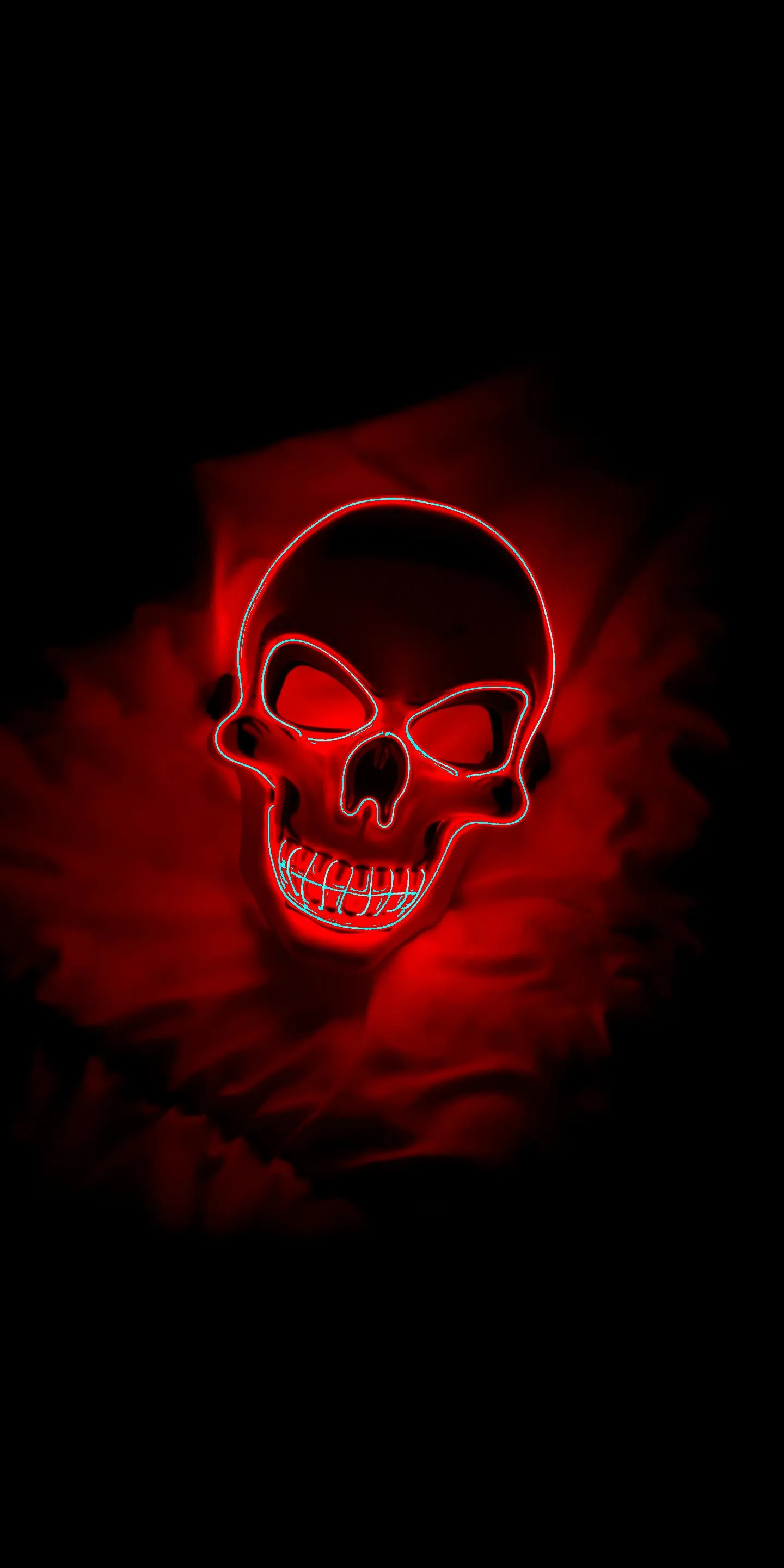 Glowing Red Skull in Dark Energy Themed Wallpaper HD