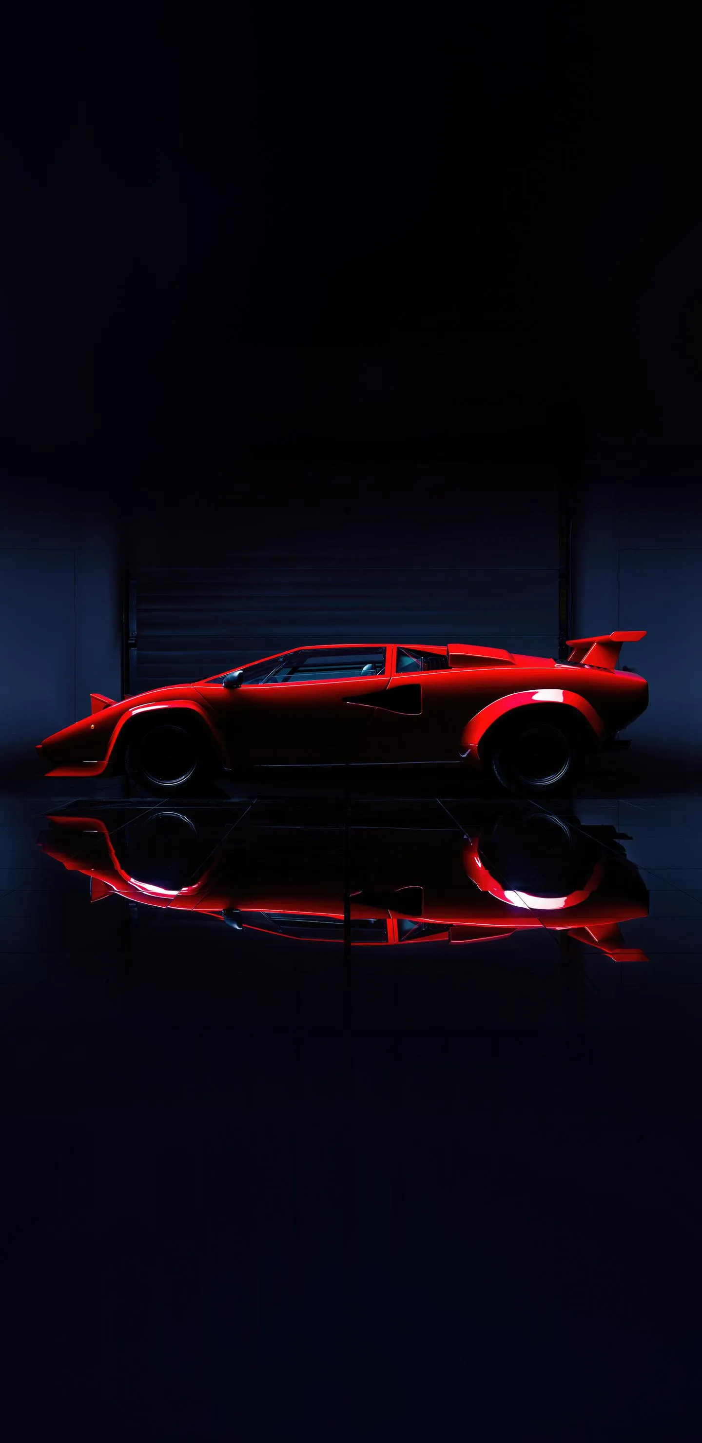 Glowing Red Sports Car in Night Street Aesthetic Wallpaper