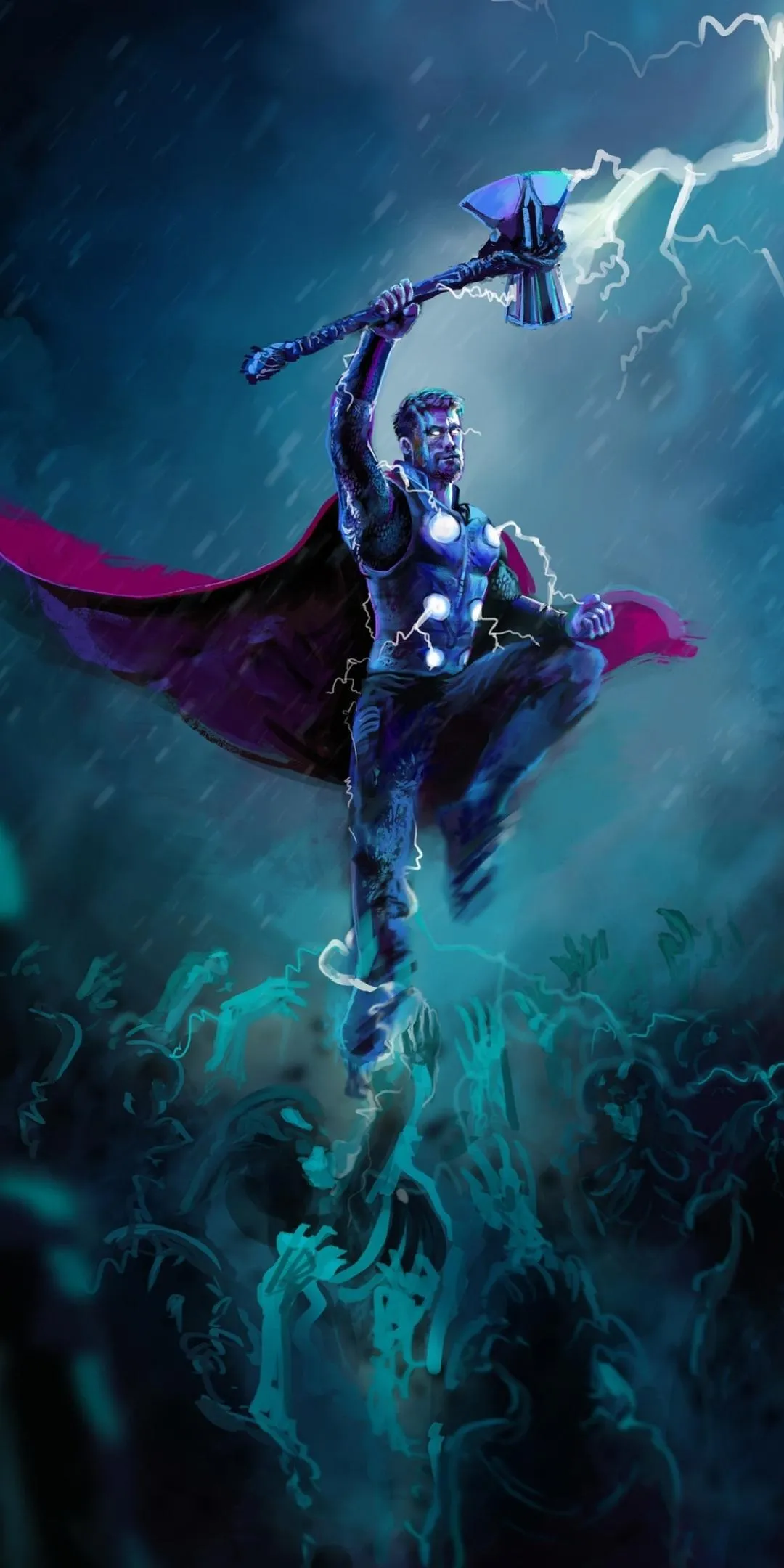 God of Thunder Summons Lightning in Epic Battle Wallpaper