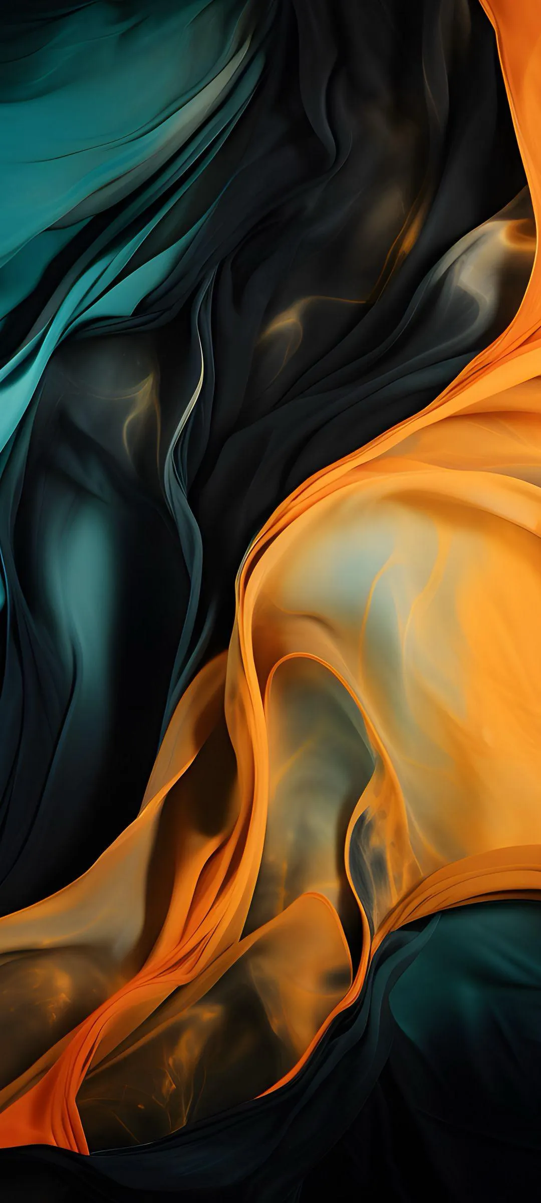 Golden and Teal Marble Abstract Flowing Texture Wallpaper