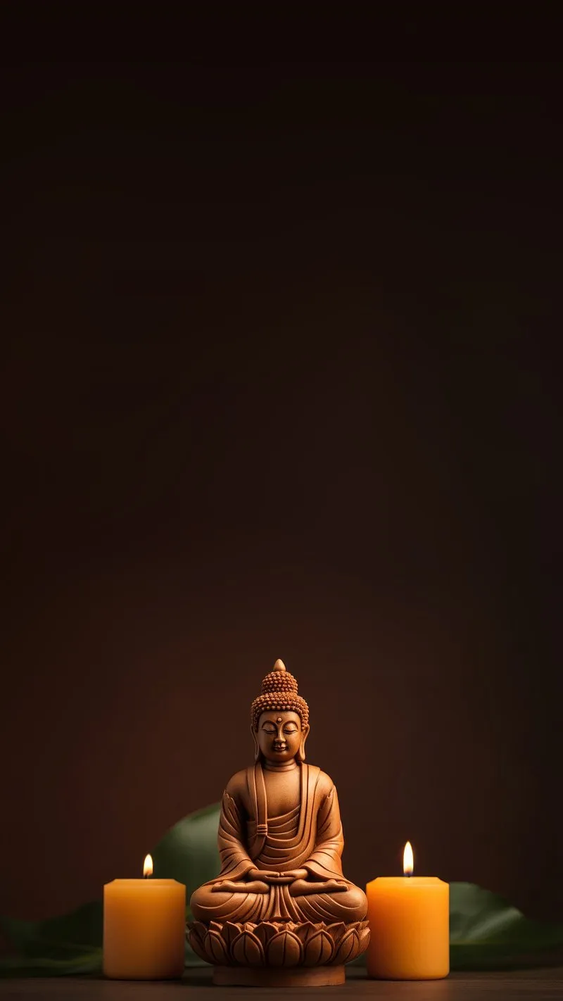 Golden Buddha Statue Sitting Peacefully in Warm Light