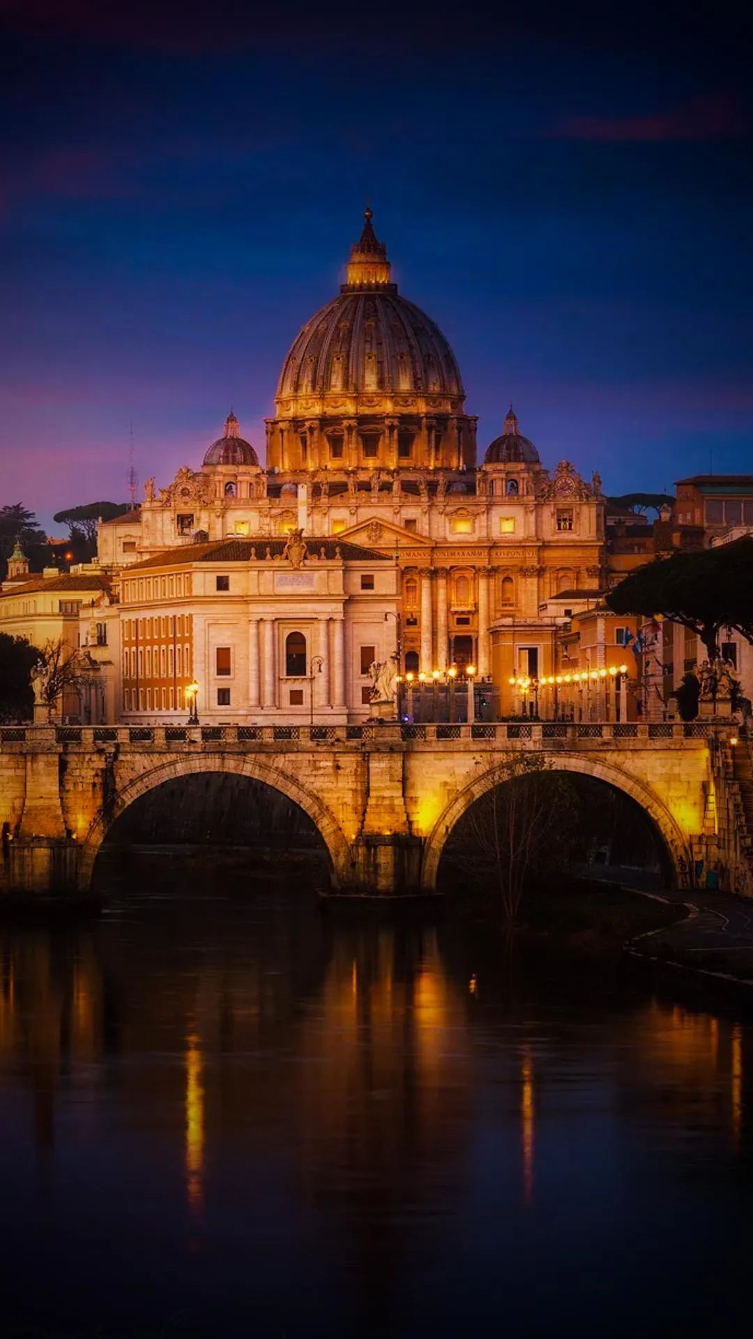 Golden City Architecture Reflected on Calm River Water