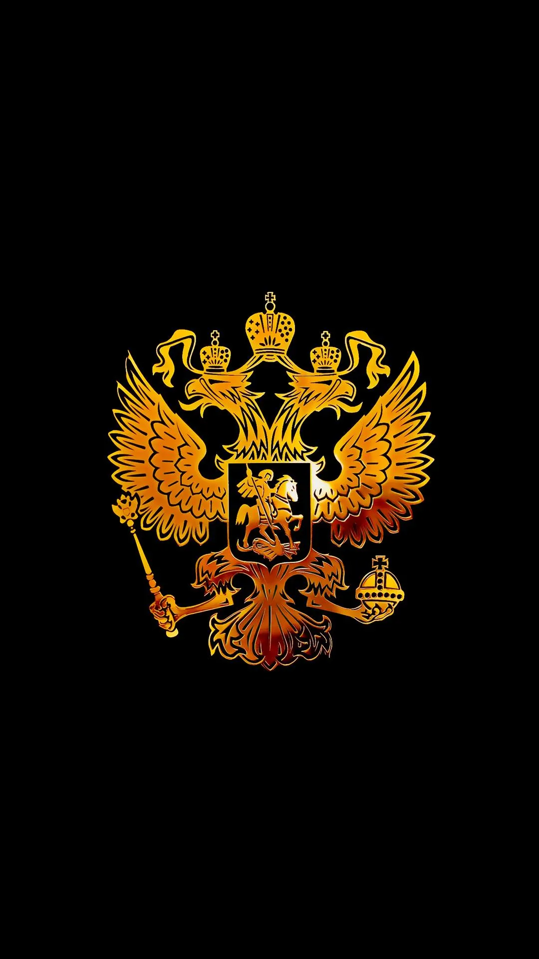 Golden Eagle Emblem on Black Background Artwork Wallpaper