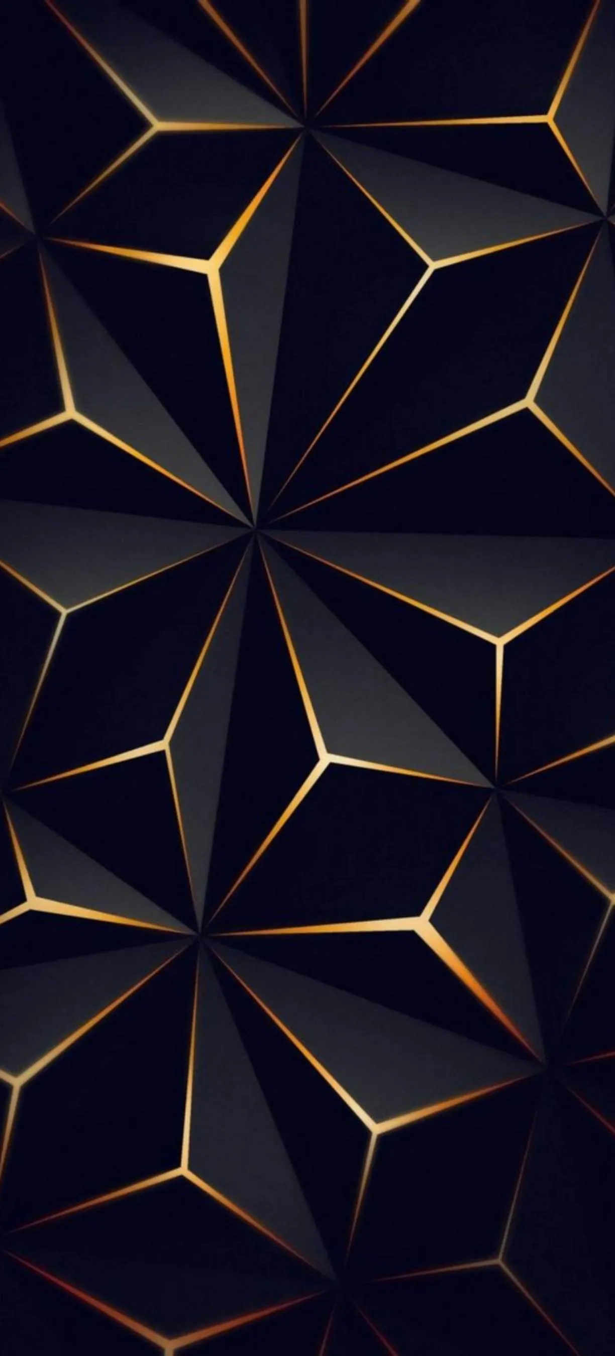 Golden Floral 3D Pattern on Black Background Wallpaper