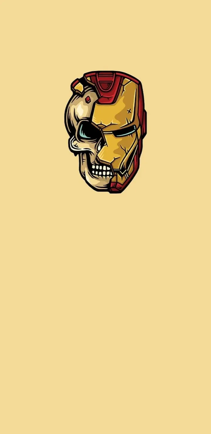 Golden Iron Head Minimal Comic Style Mobile Wallpaper