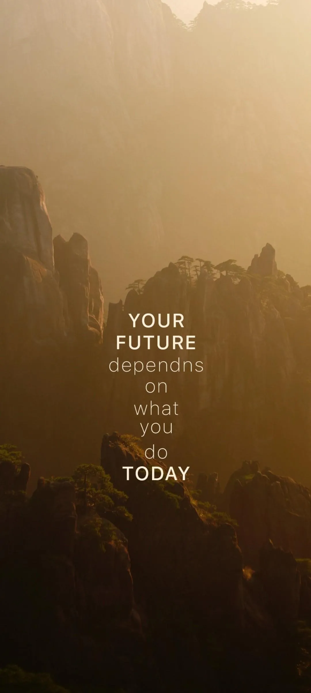 Golden Light in Forest with Inspiring Quote Message