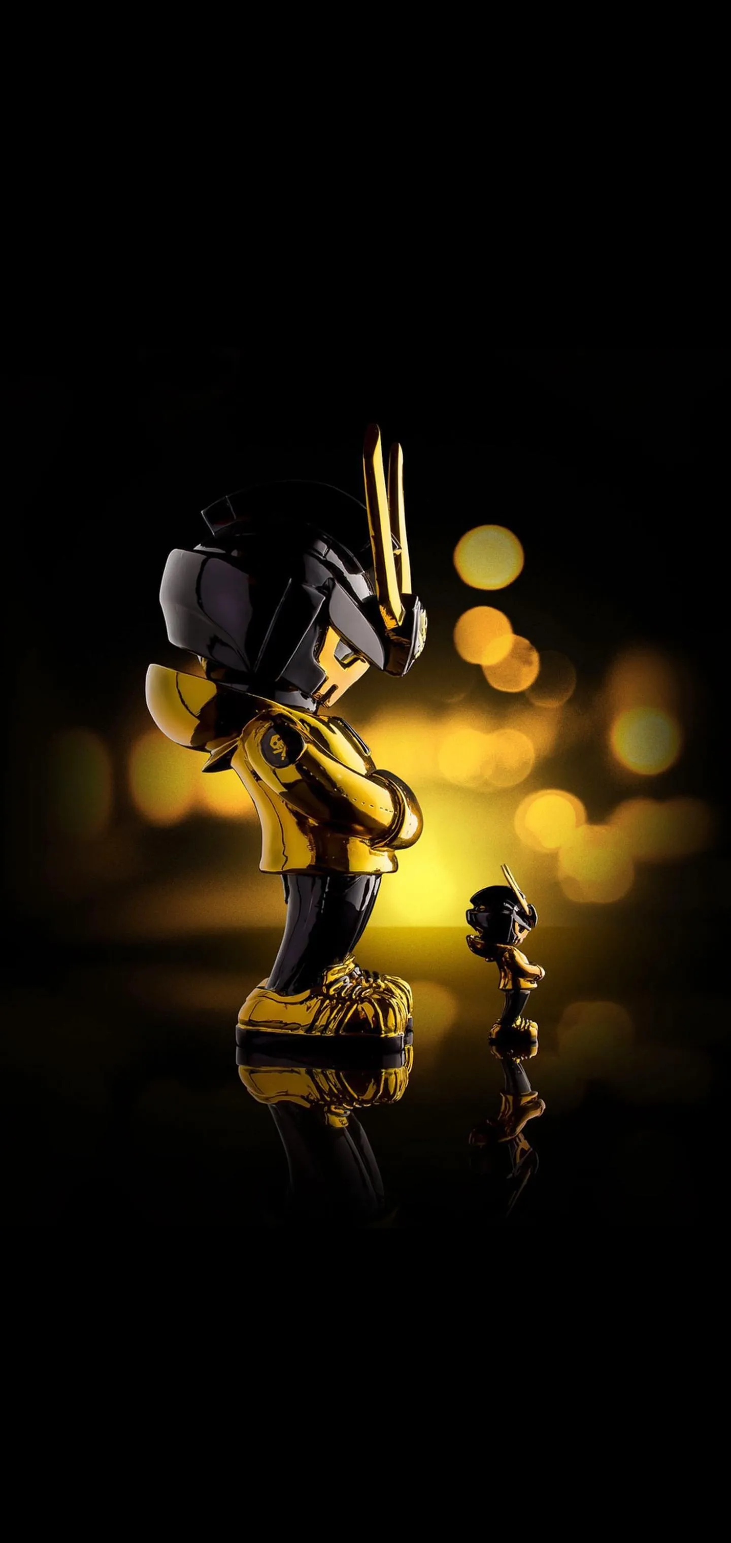 Golden Robotic Figure Reflecting Growth and Ambition